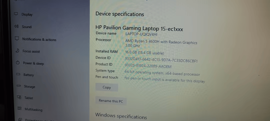 HP PAVILLION 15.6 RYZEN 5 16gb ram 256gb ssd 1tb 2.5 drive