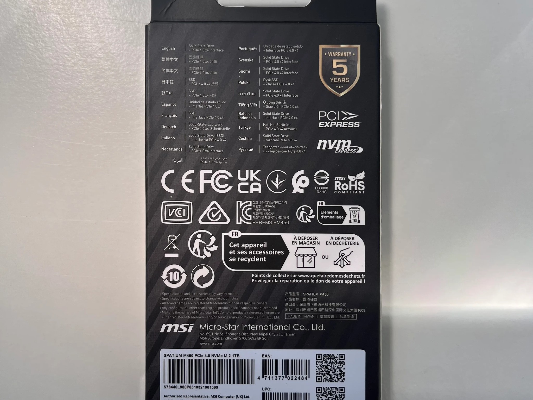 Sealed In box MSI Spatium M450 1TB Gen 4