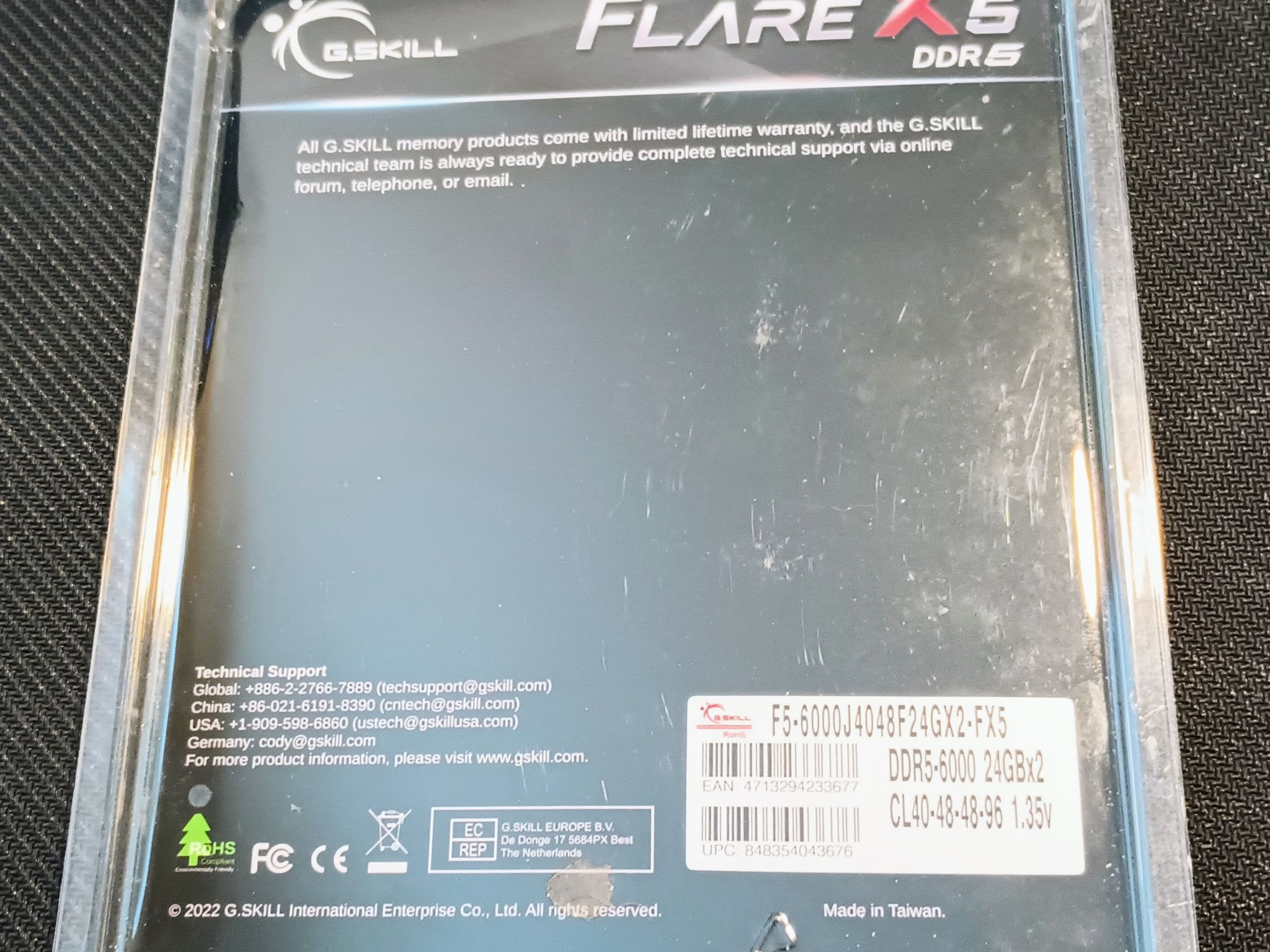 G.SKILL Flare X5 DDR5 6000 cl40 48GB (2x24GB) Memory Kit AMD EXPO (F5-6000J4048F24GX2-FX5)
