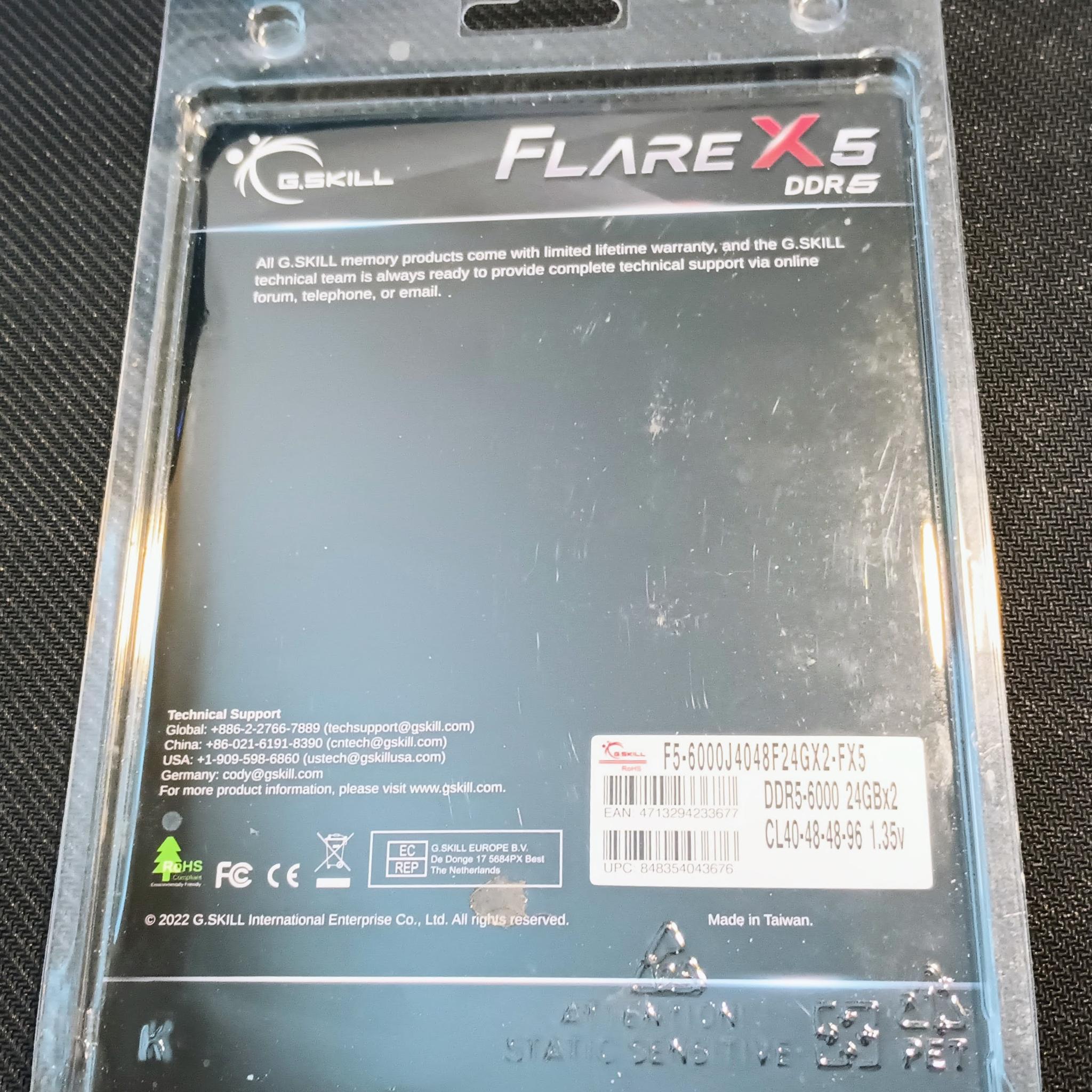G.SKILL Flare X5 DDR5 6000 cl40 48GB (2x24GB) Memory Kit AMD EXPO (F5-6000J4048F24GX2-FX5)