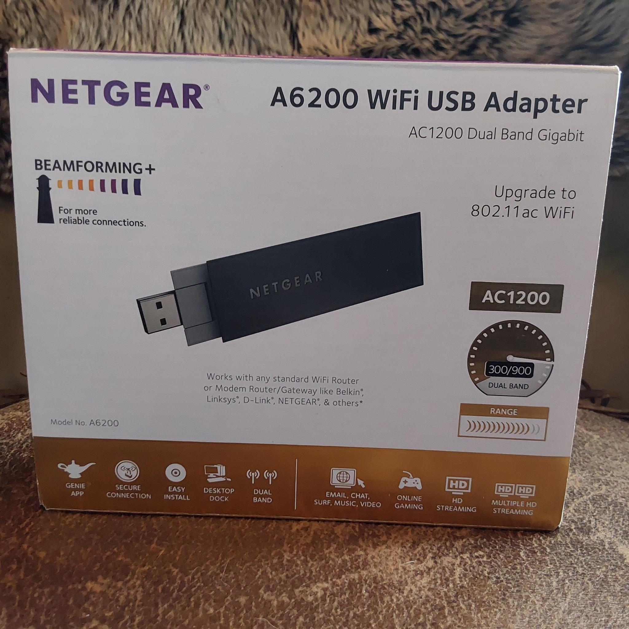 NETGEAR A6200-100NAS AC1200 WiFi USB Wireless Adapter