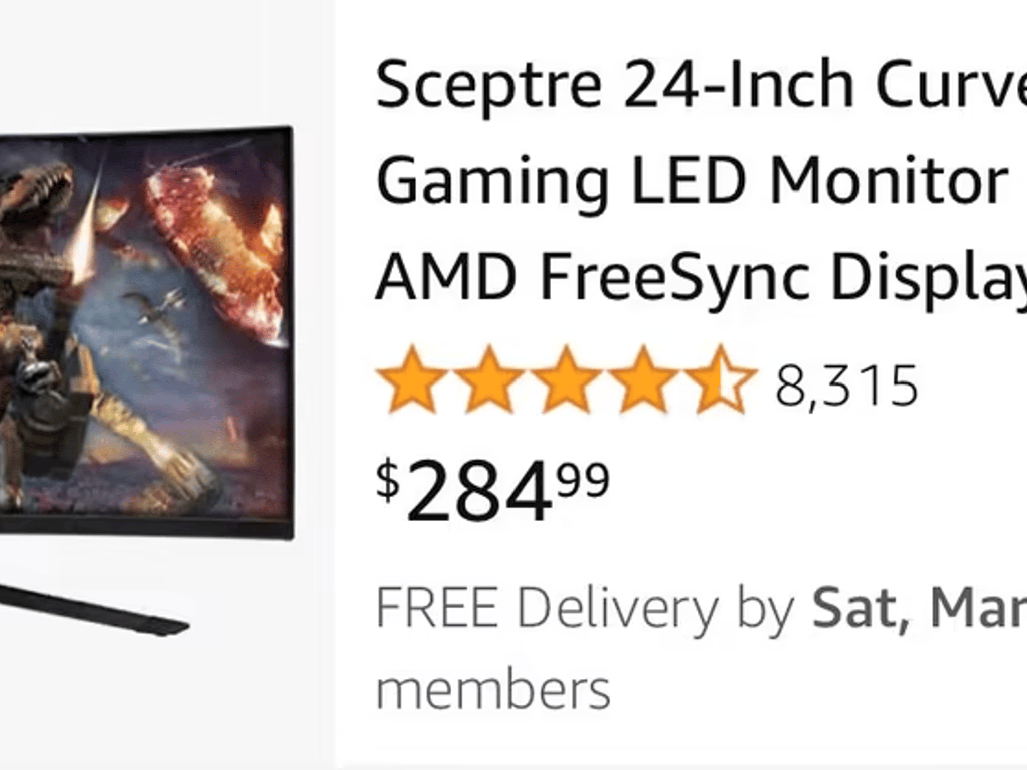 24” 144Hz Monitor - Missing Stand