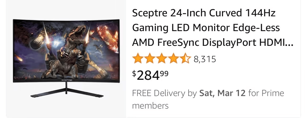 24” 144Hz Monitor - Missing Stand
