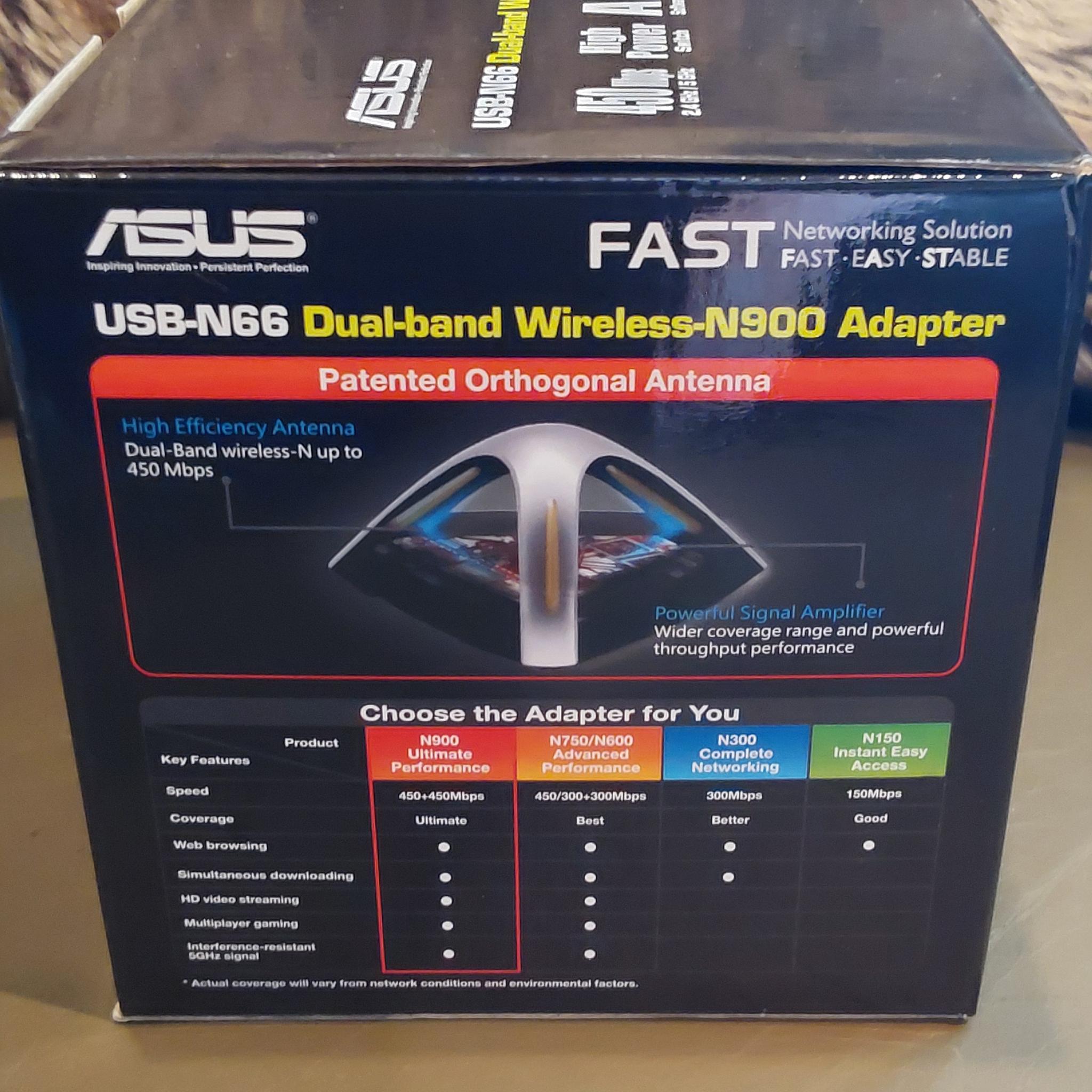 ASUS USB-N66 Dual-band N900 WiFi USB Wireless Adapter