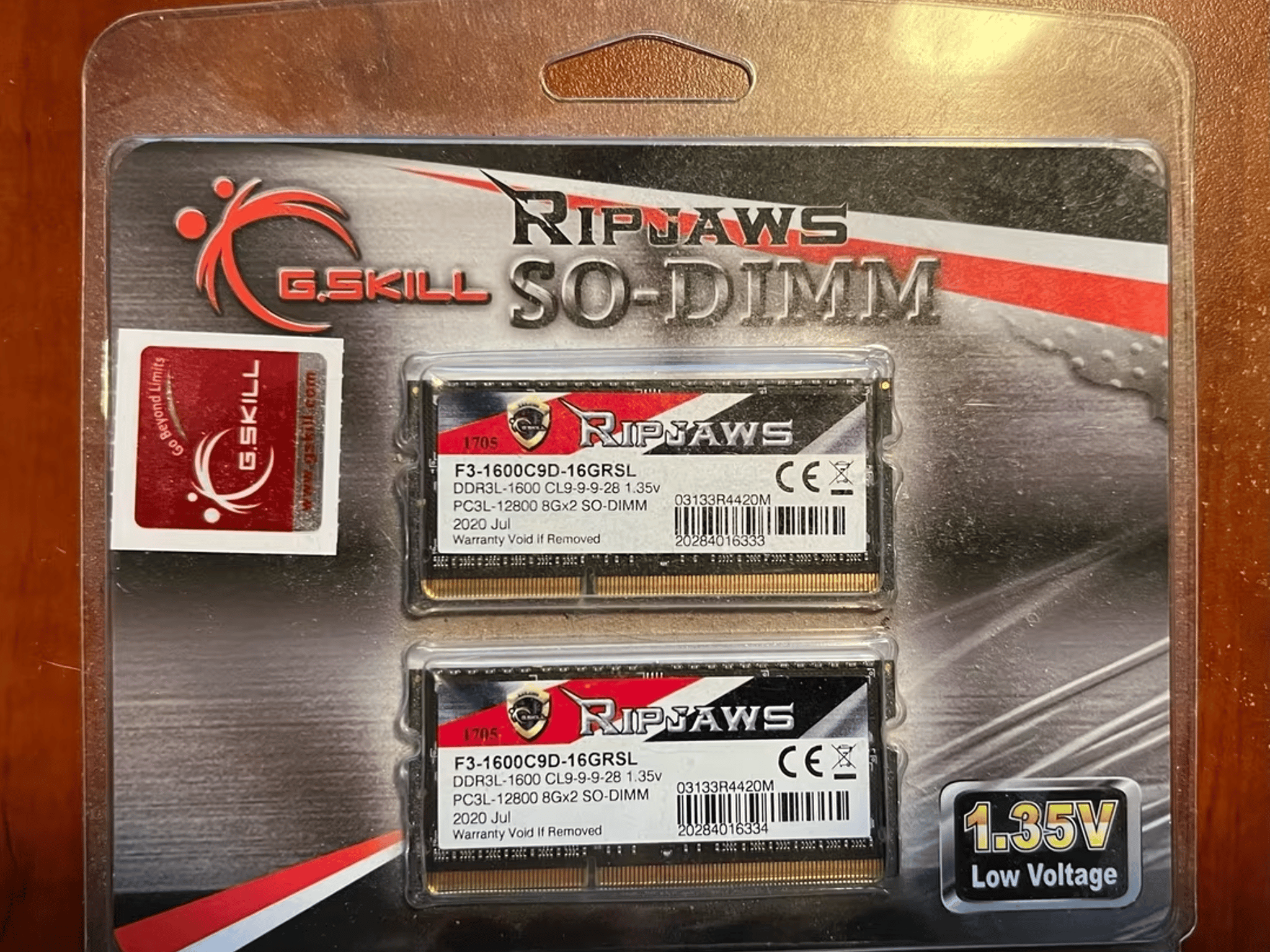 G.Skill 16 GB (2 x 8 GB) DDR3L-1600 CL9 SO-DIMM RIPJAWS