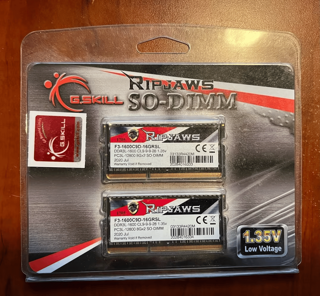 G.Skill 16 GB (2 x 8 GB) DDR3L-1600 CL9 SO-DIMM RIPJAWS