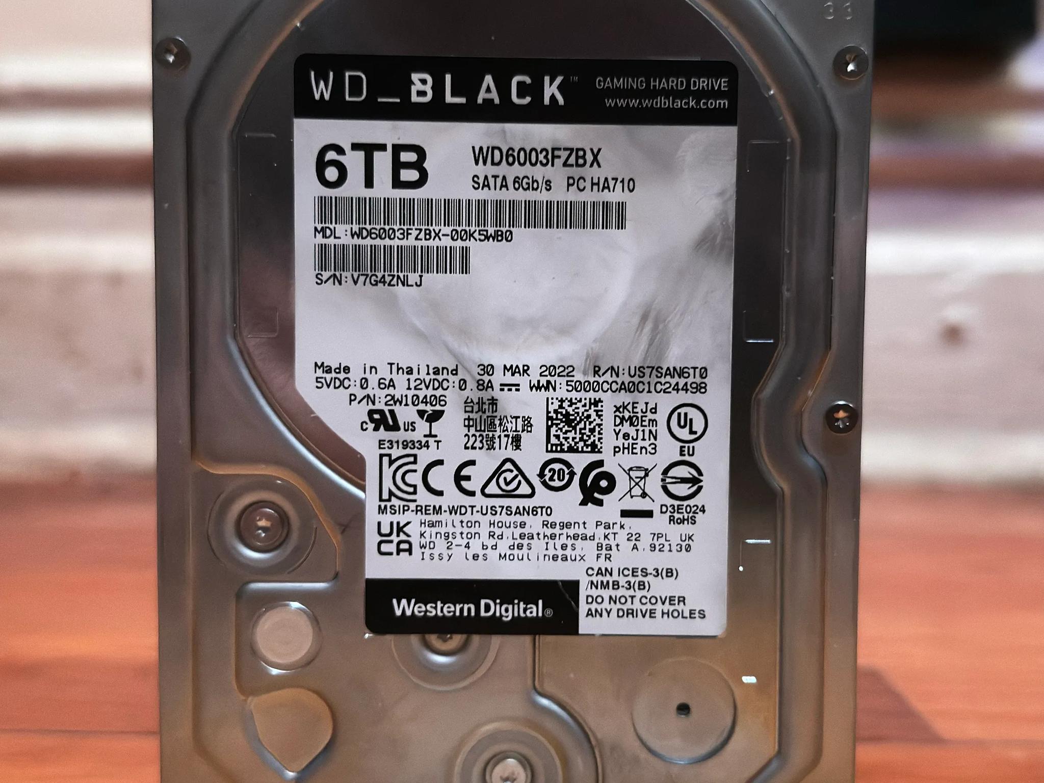 WD_BLACK 6TB GAMING HD 7200RPM- USED