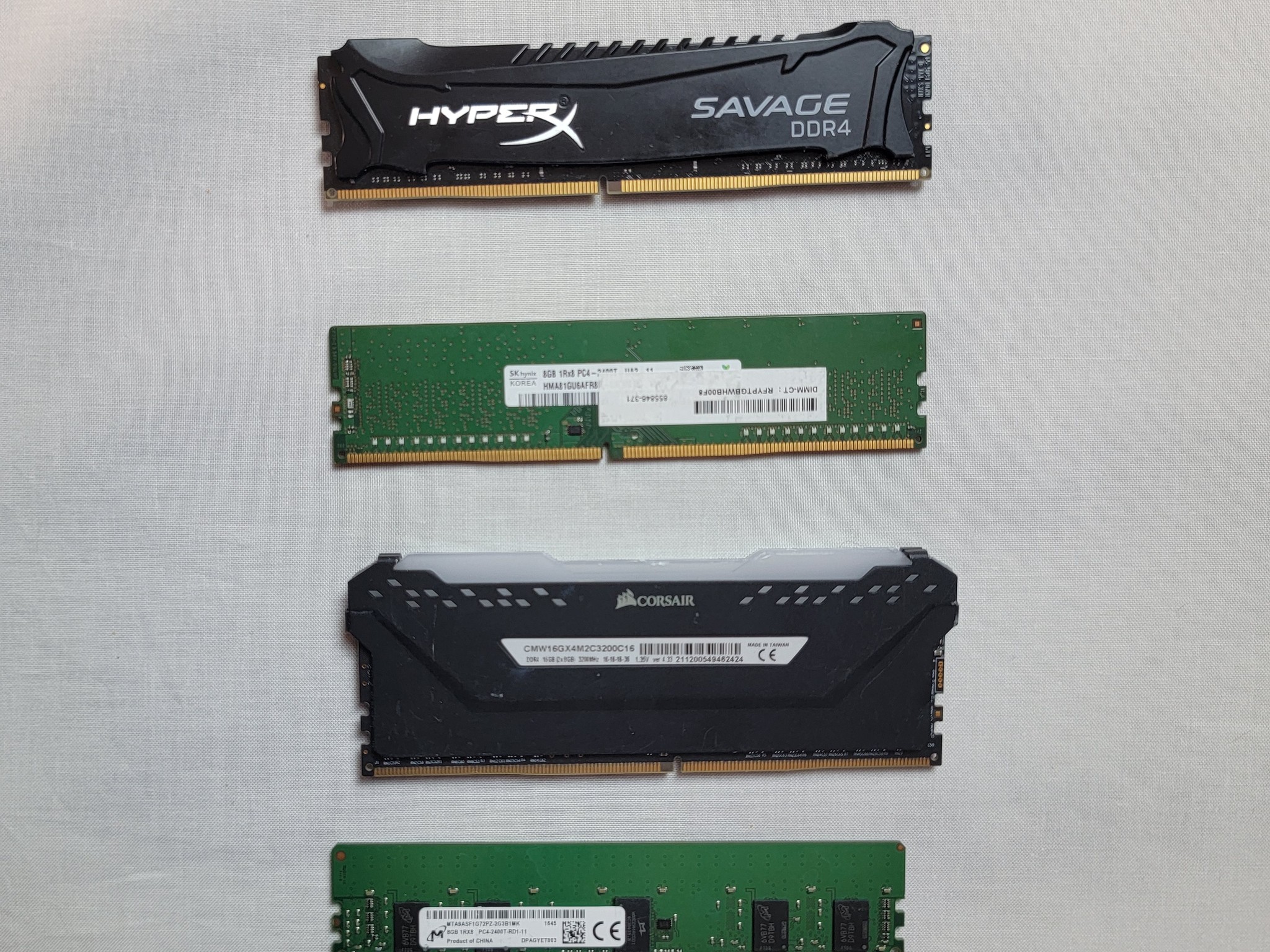 LOT OF (4) DDr4 32gb RAM (FOR PARTS)