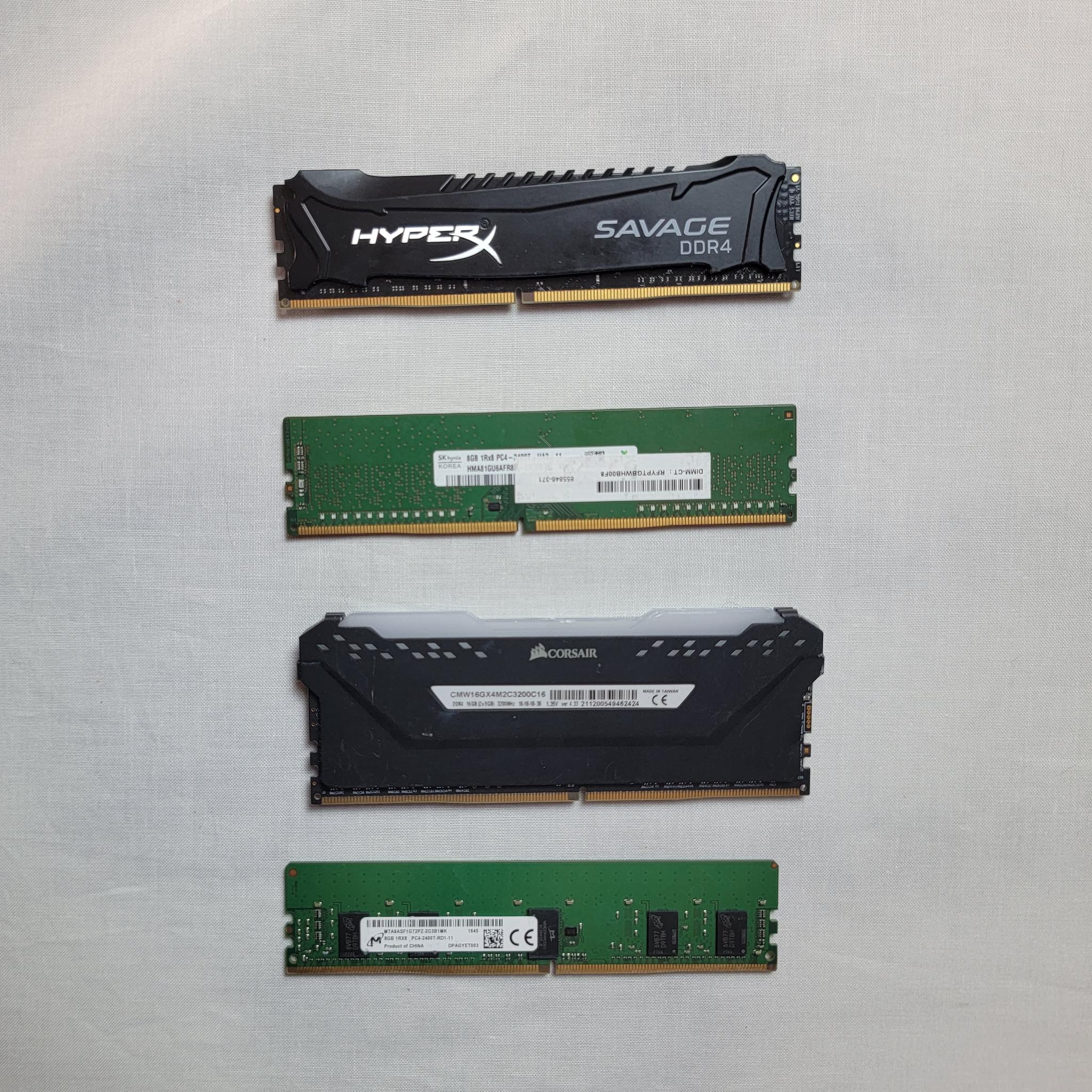 LOT OF (4) DDr4 32gb RAM (FOR PARTS)