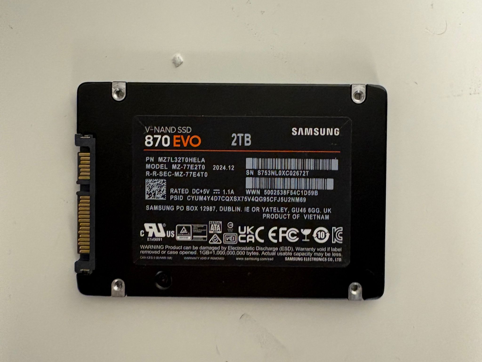 Samsung 870 EVO 2TB SATA SSD