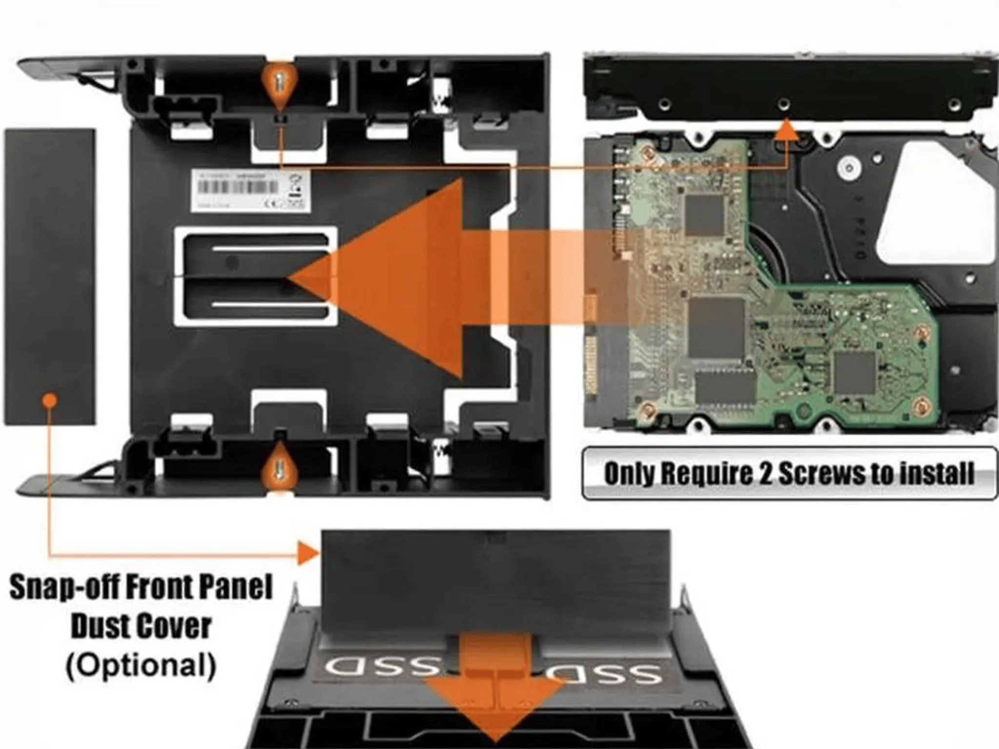 NEW ICY DOCK “FLEX-FIT TRIO” – 5.25” FRONT BAY CONVERTER ADAPTER BRACKET FOR 2.5” & 3.5” SSD/HDDs