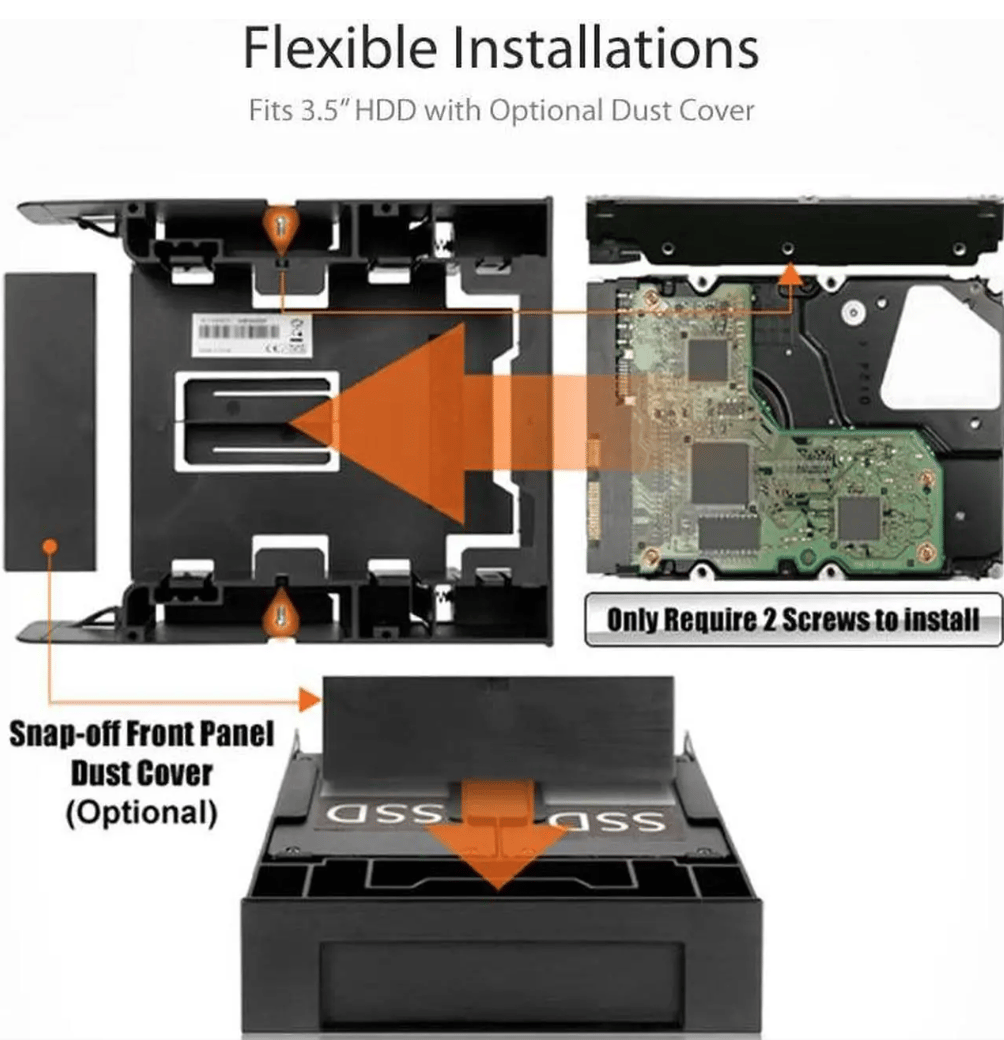 NEW ICY DOCK “FLEX-FIT TRIO” – 5.25” FRONT BAY CONVERTER ADAPTER BRACKET FOR 2.5” & 3.5” SSD/HDDs