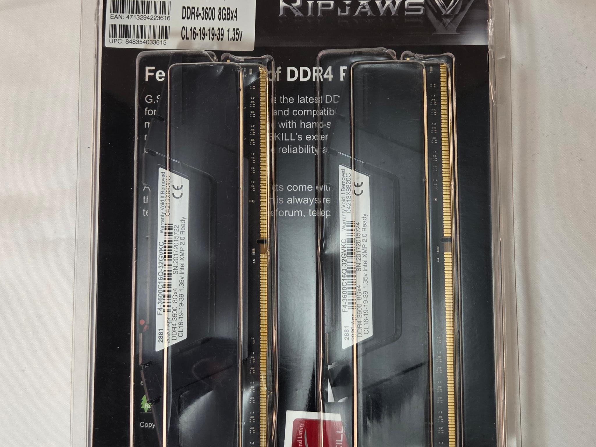 G.Skill Ripjaws V DDR4 3600Mhz 32GB (8x4GB) Black