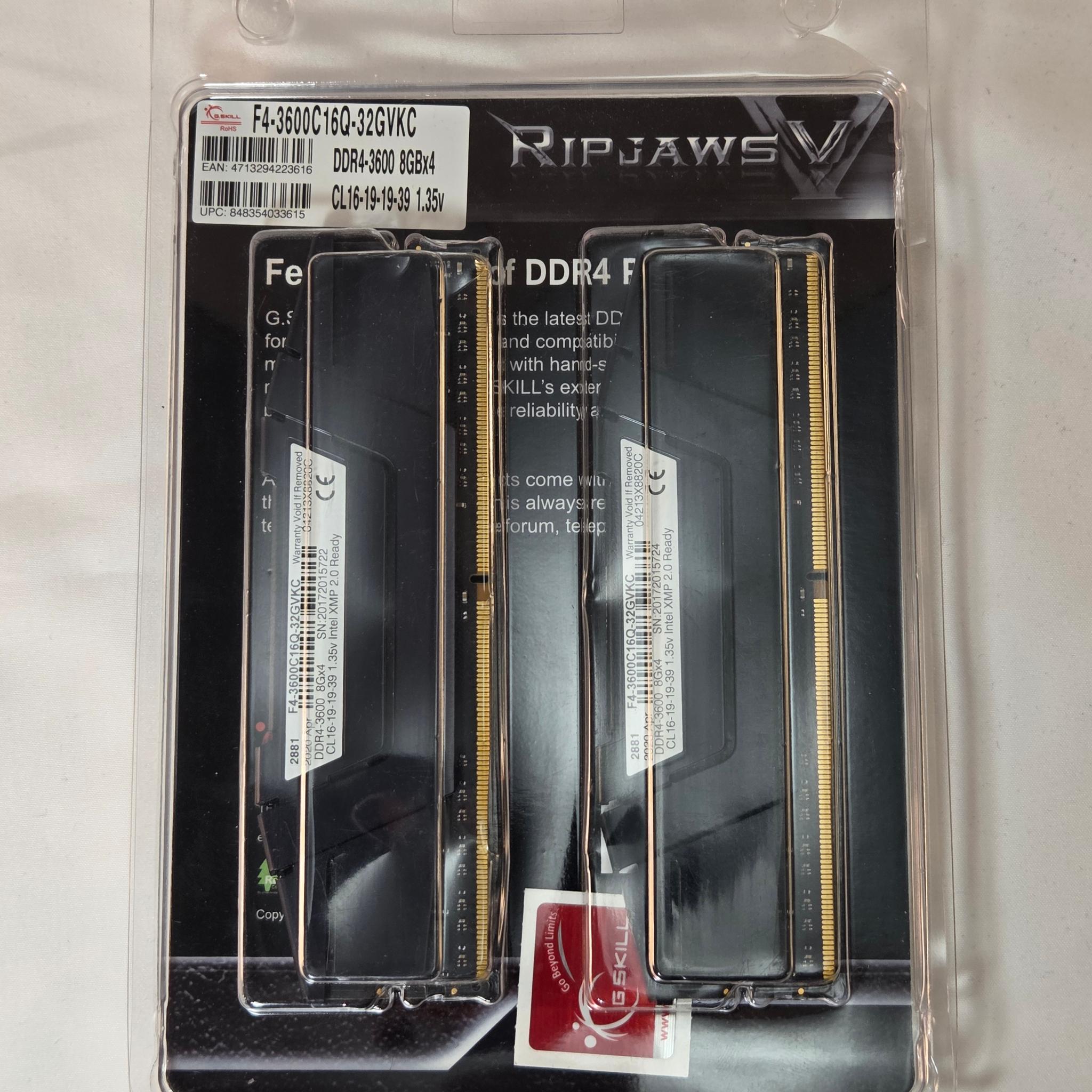 G.Skill Ripjaws V DDR4 3600Mhz 32GB (8x4GB) Black