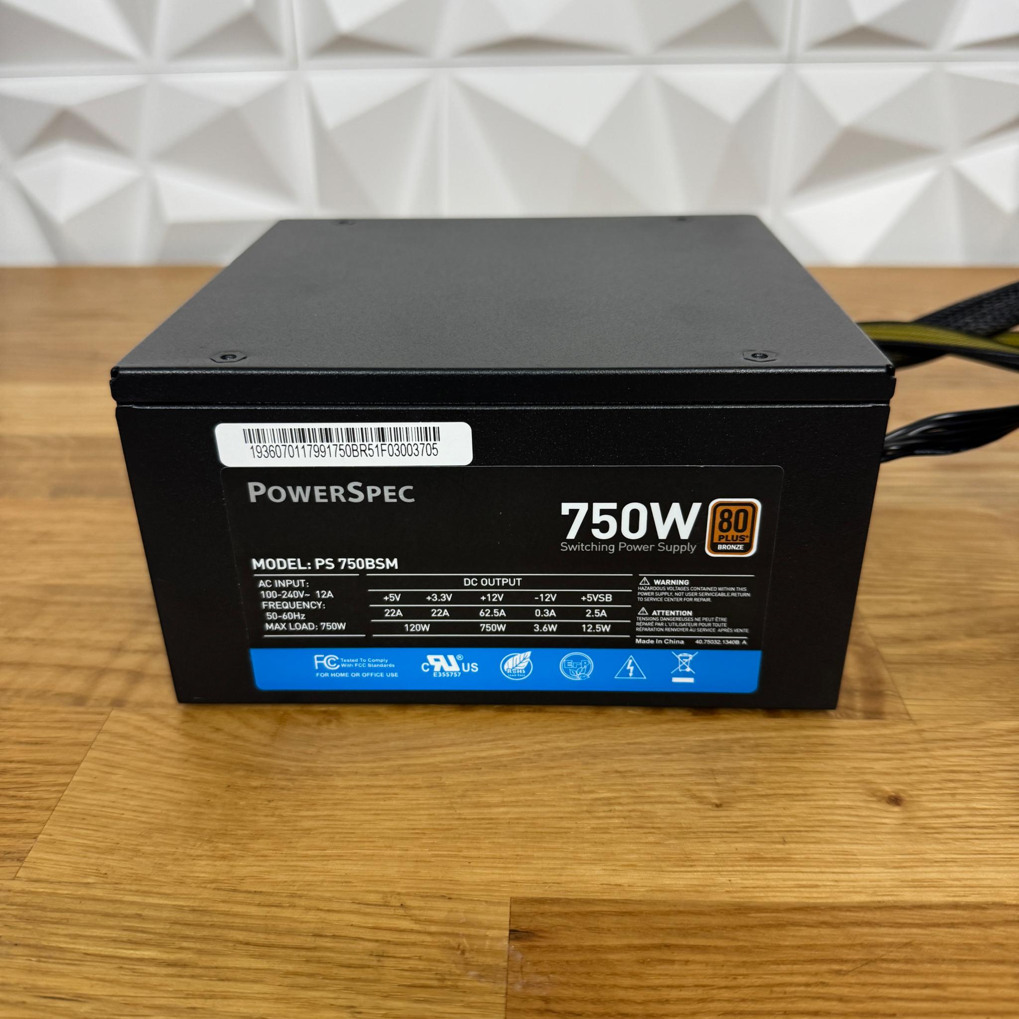 PowerSpec PS750BSM 750W 80+ Bronze 4x PCIE Semi-Modular Gaming PC ATX12V PSU