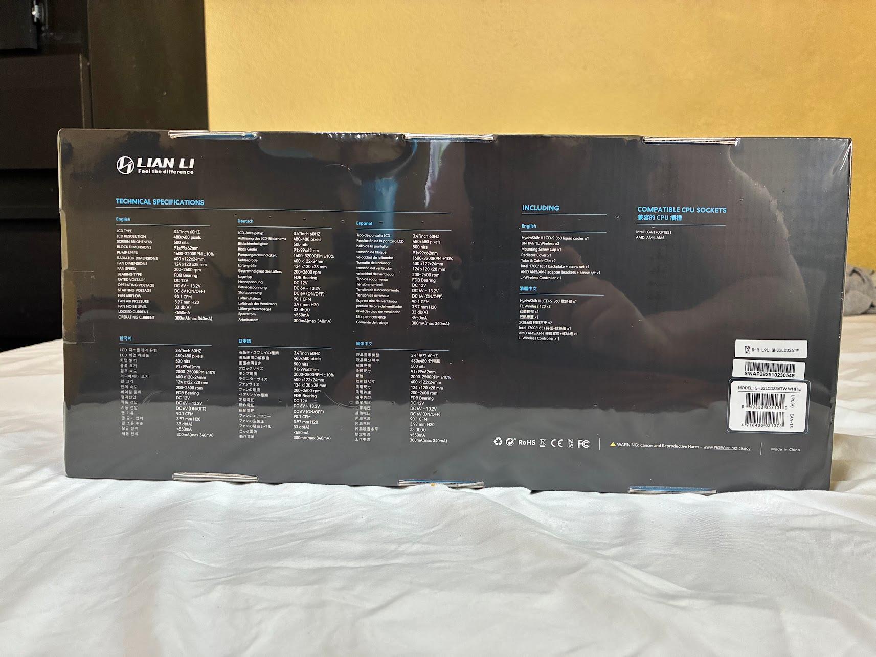 Lian Li HydroShift II LCD-S 360TL 360mm AIO Liquid CPU Cooler - White (LGA1700 LGA1851 AM4 AM5)