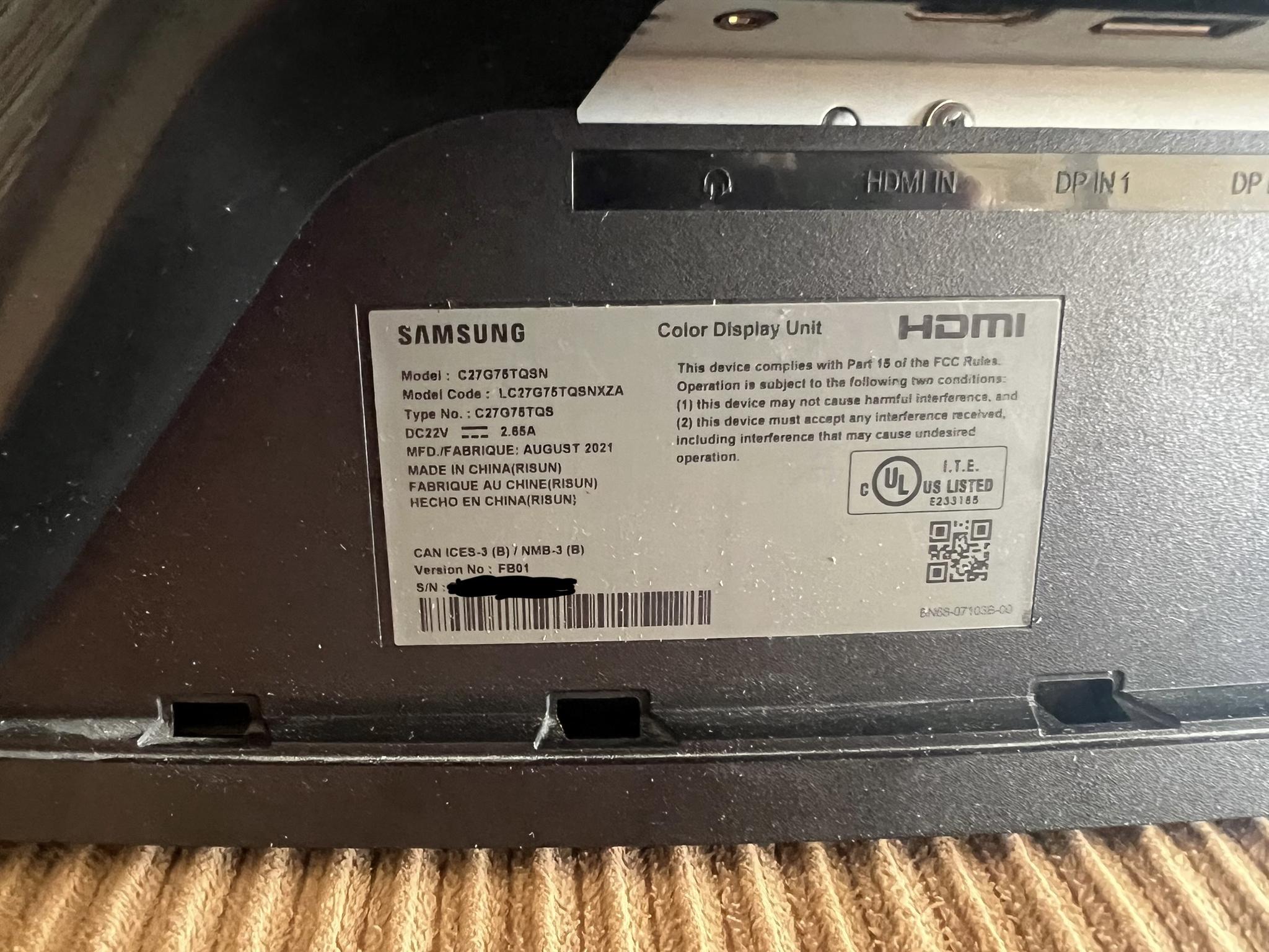 Samsung Odyssey G7 (2021) 27” 1440p 240Hz IPS Q-LED monitor