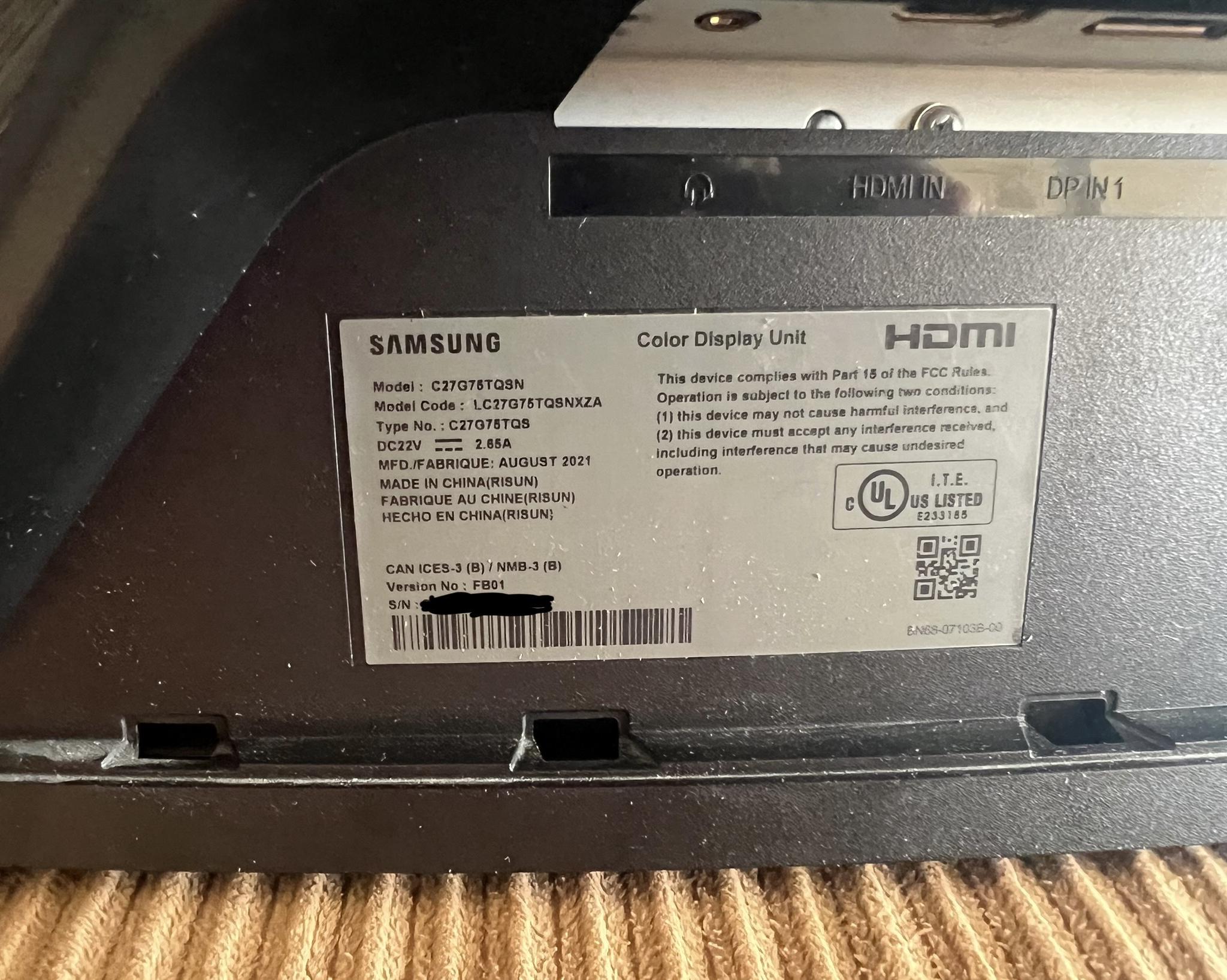 Samsung Odyssey G7 (2021) 27” 1440p 240Hz IPS Q-LED monitor