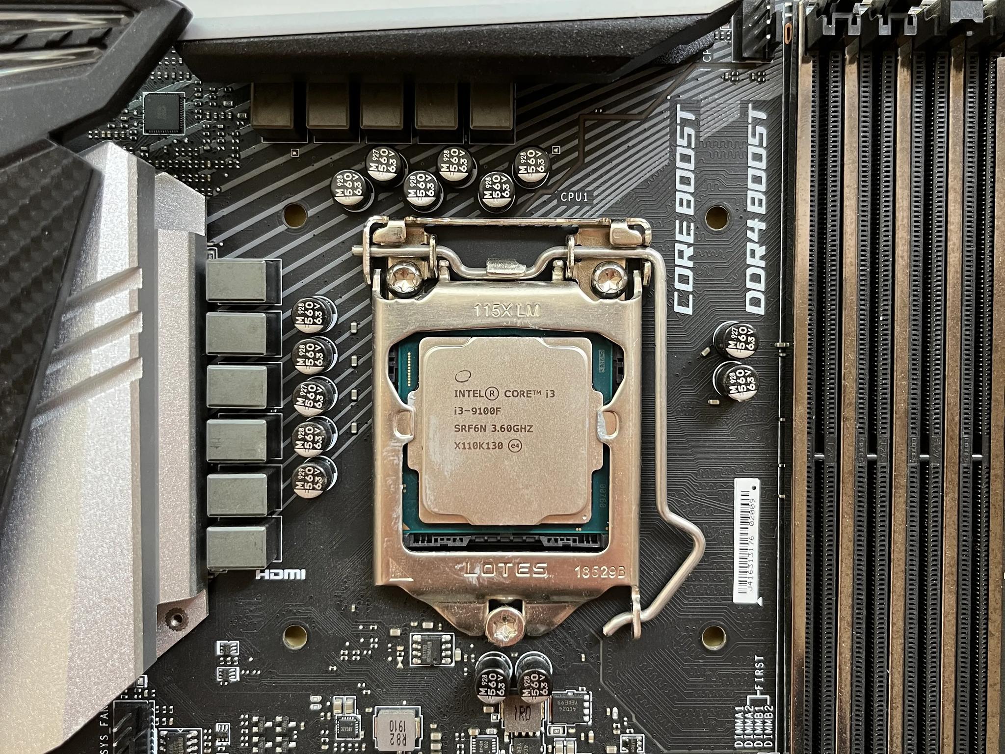 MSI MPG Z390 GAMING PRO CARBON motherboard w/ i3-9100F CPU