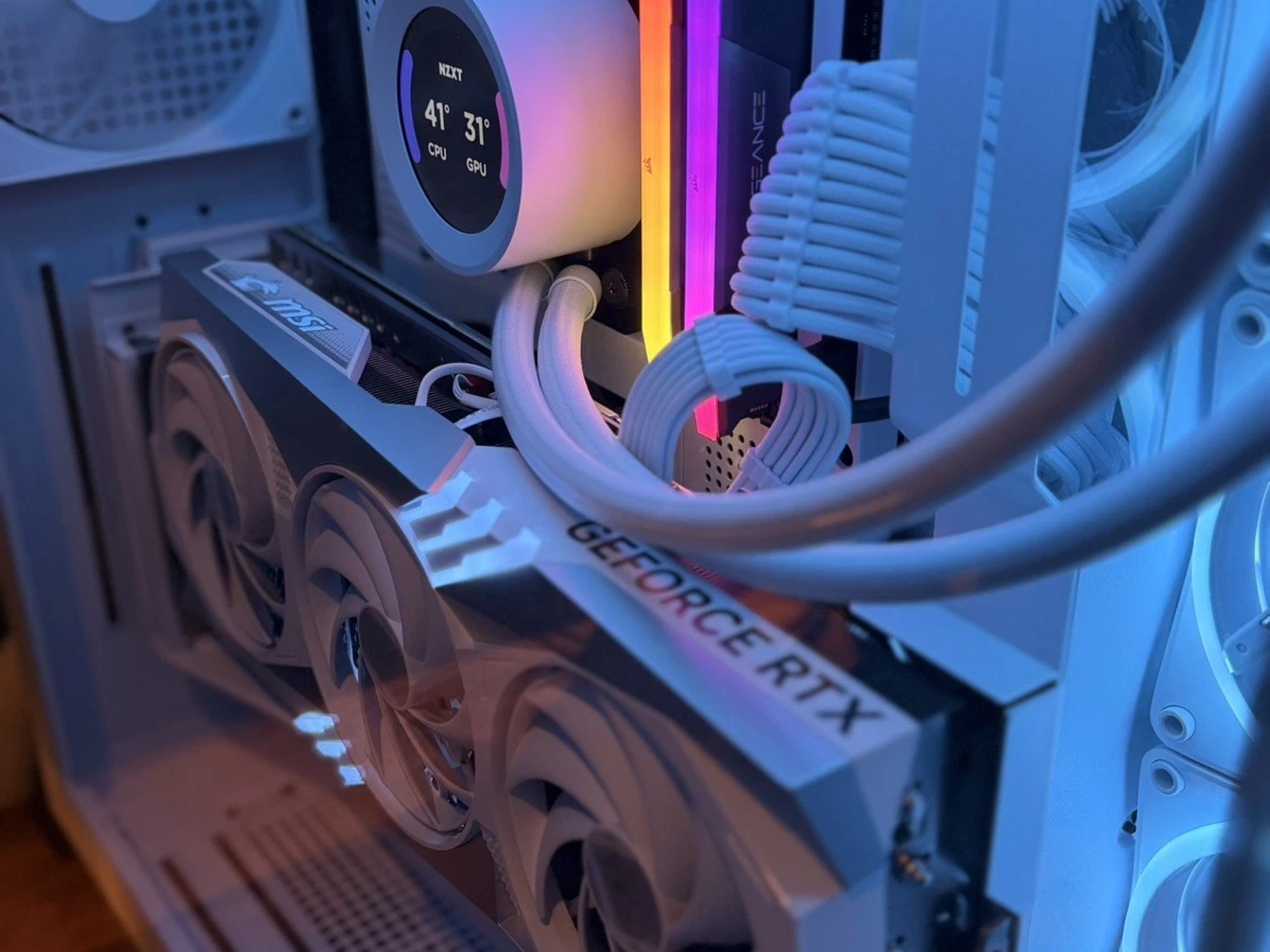 RTX 4070 TI SUPER, RYZEN 7 7800X3D, 64GB RAM, 2TB STORAGE GAMING PC ALL WHITE NZXT RGB