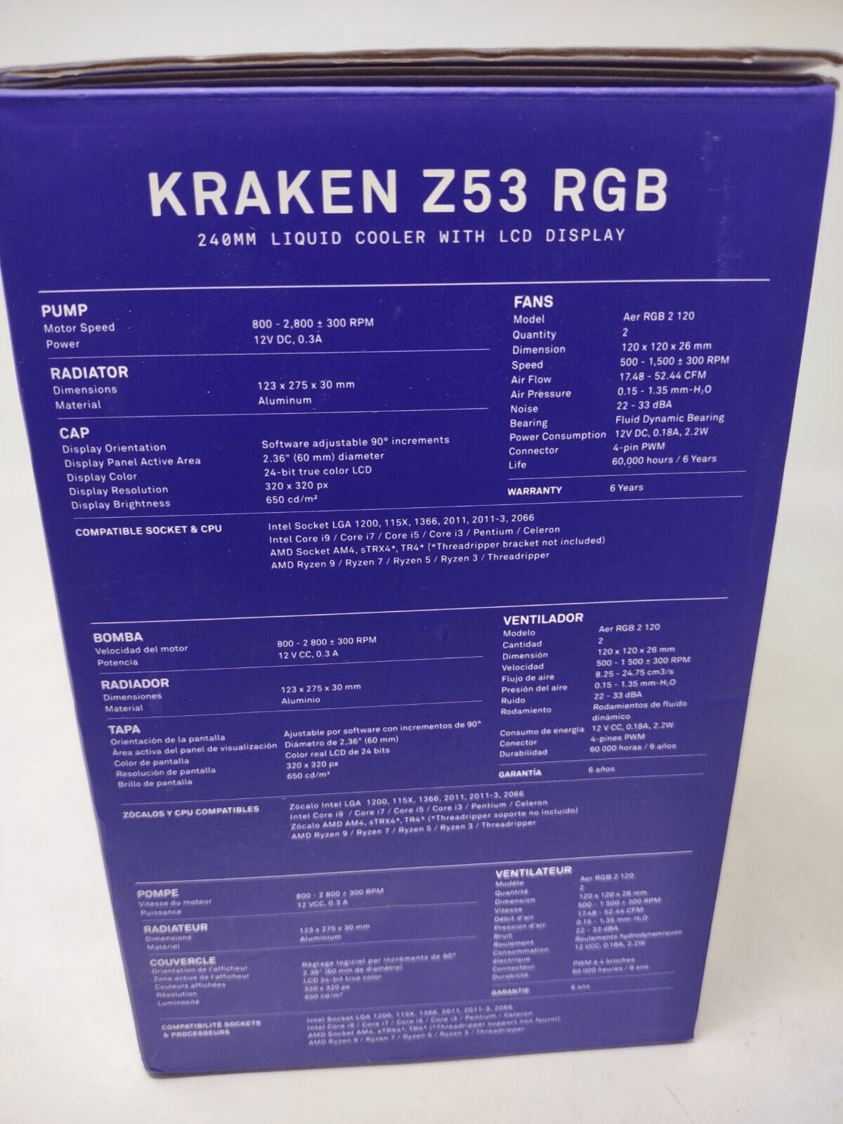 NZXT Kraken Z53 RGB 240mm Liquid Cooler with LCD Display (RL-KRZ53-RW)