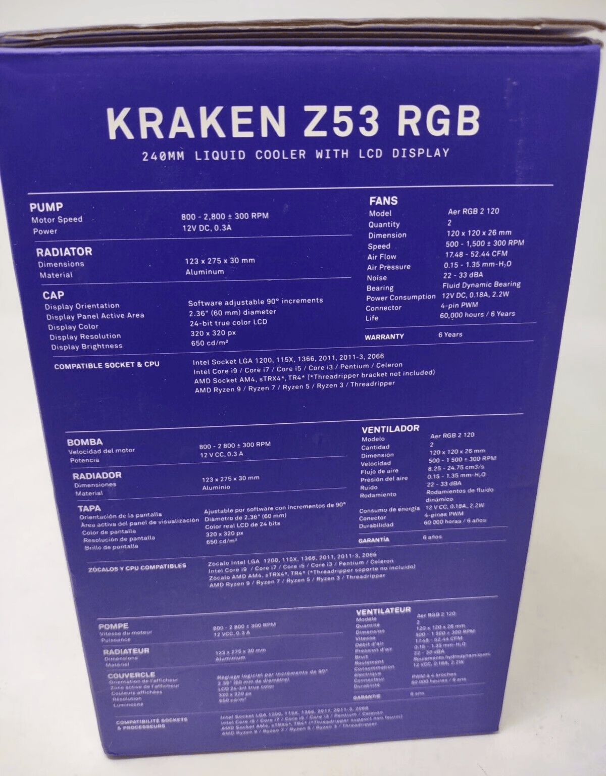NZXT Kraken Z53 RGB 240mm Liquid Cooler with LCD Display (RL-KRZ53-RW)