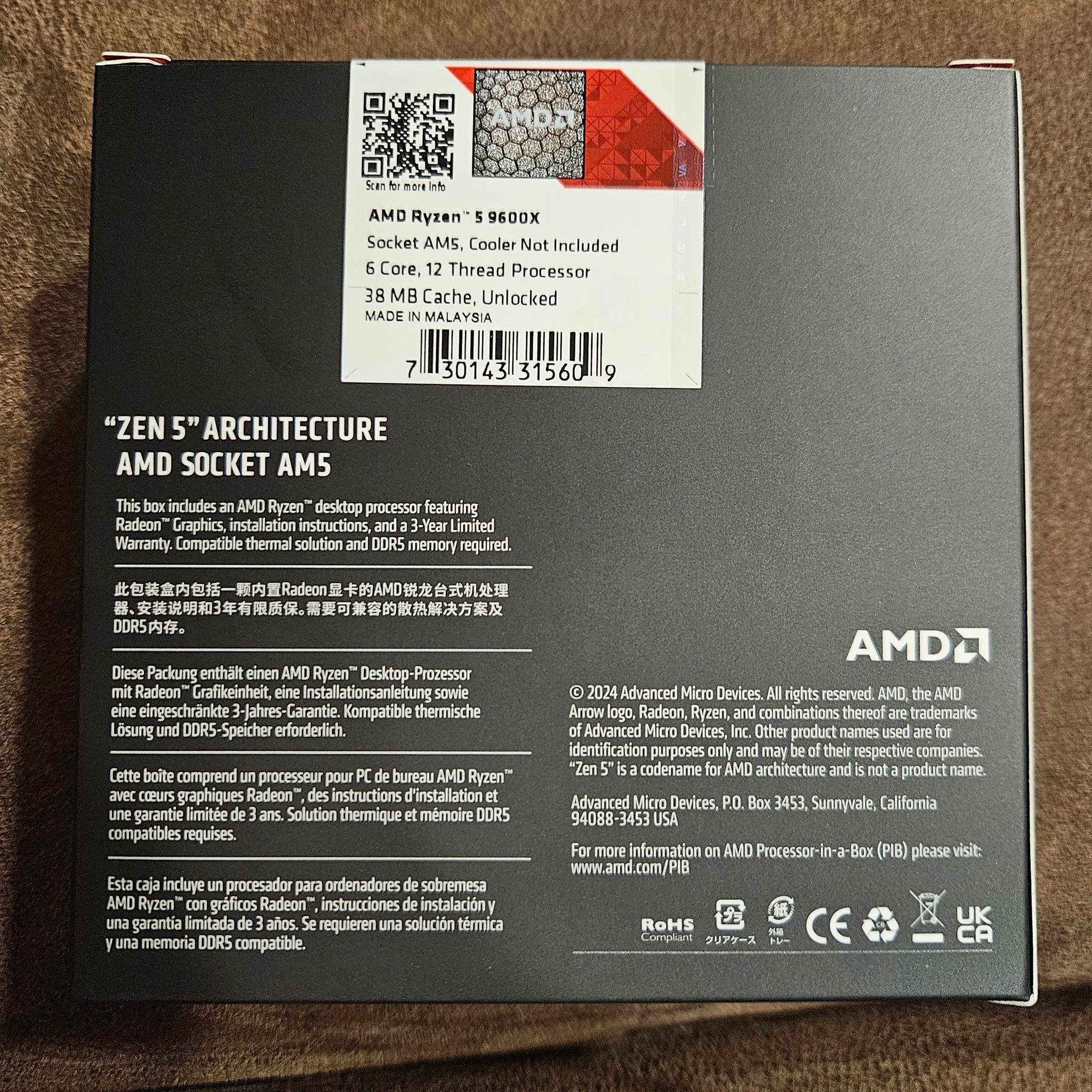 New Sealed in box AMD Ryzen 5 9600X