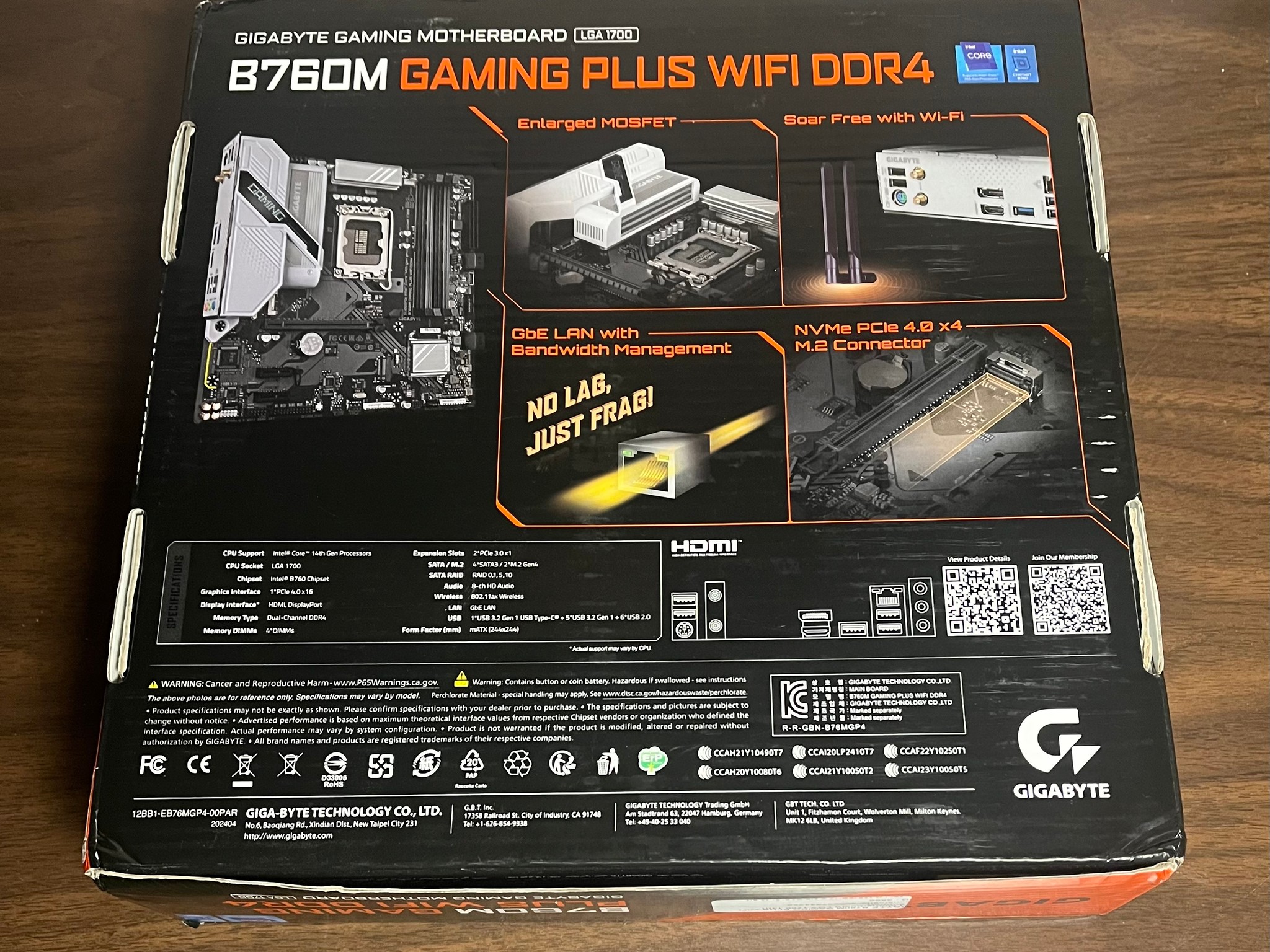 B760M Gaming Plus WiFi DDR4 MATX Motherboard | Open Box