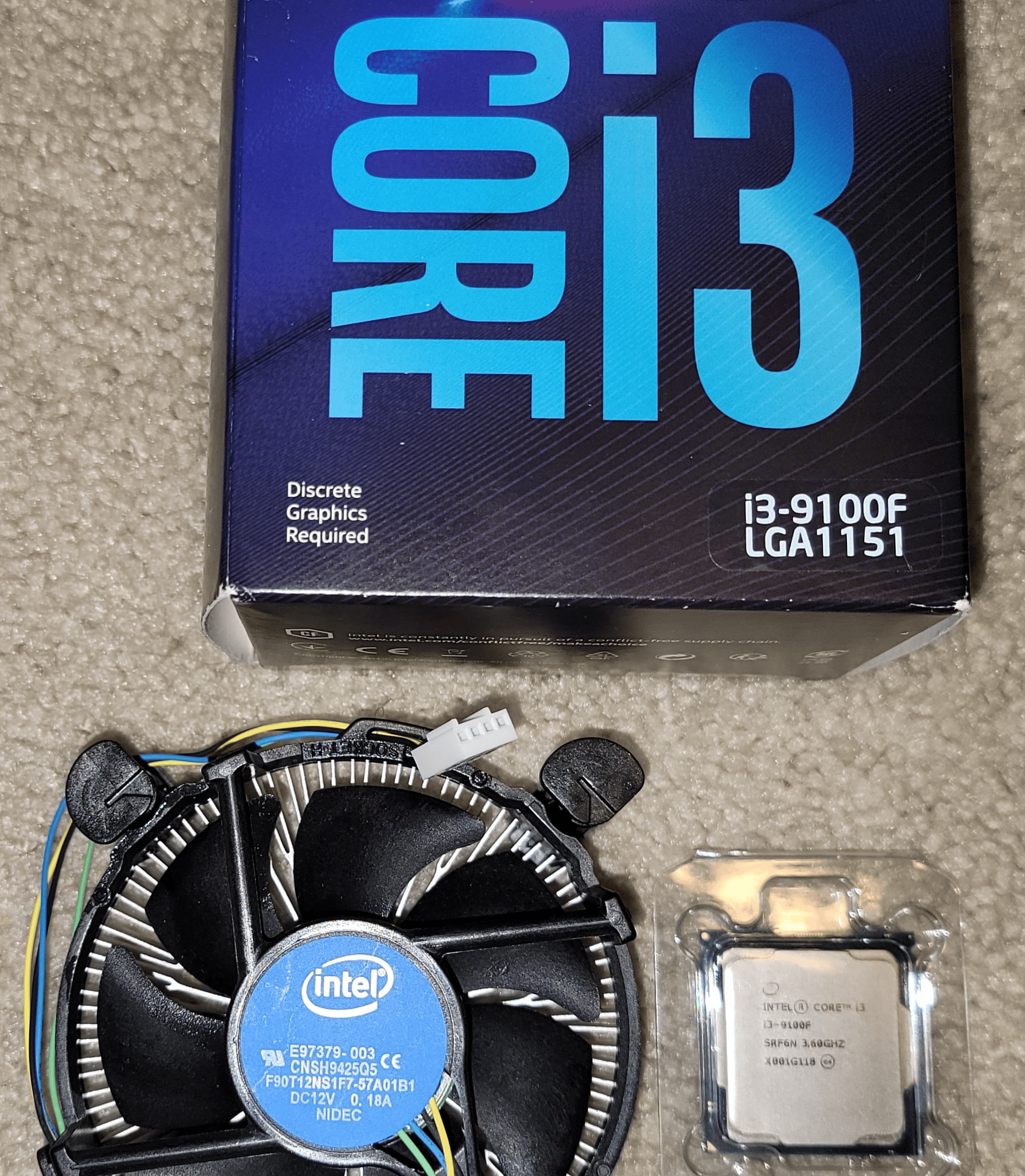 Intel Core i3-9100F Quad-Core LGA1151 Socket Excellent Condition With Cooler and Original Box