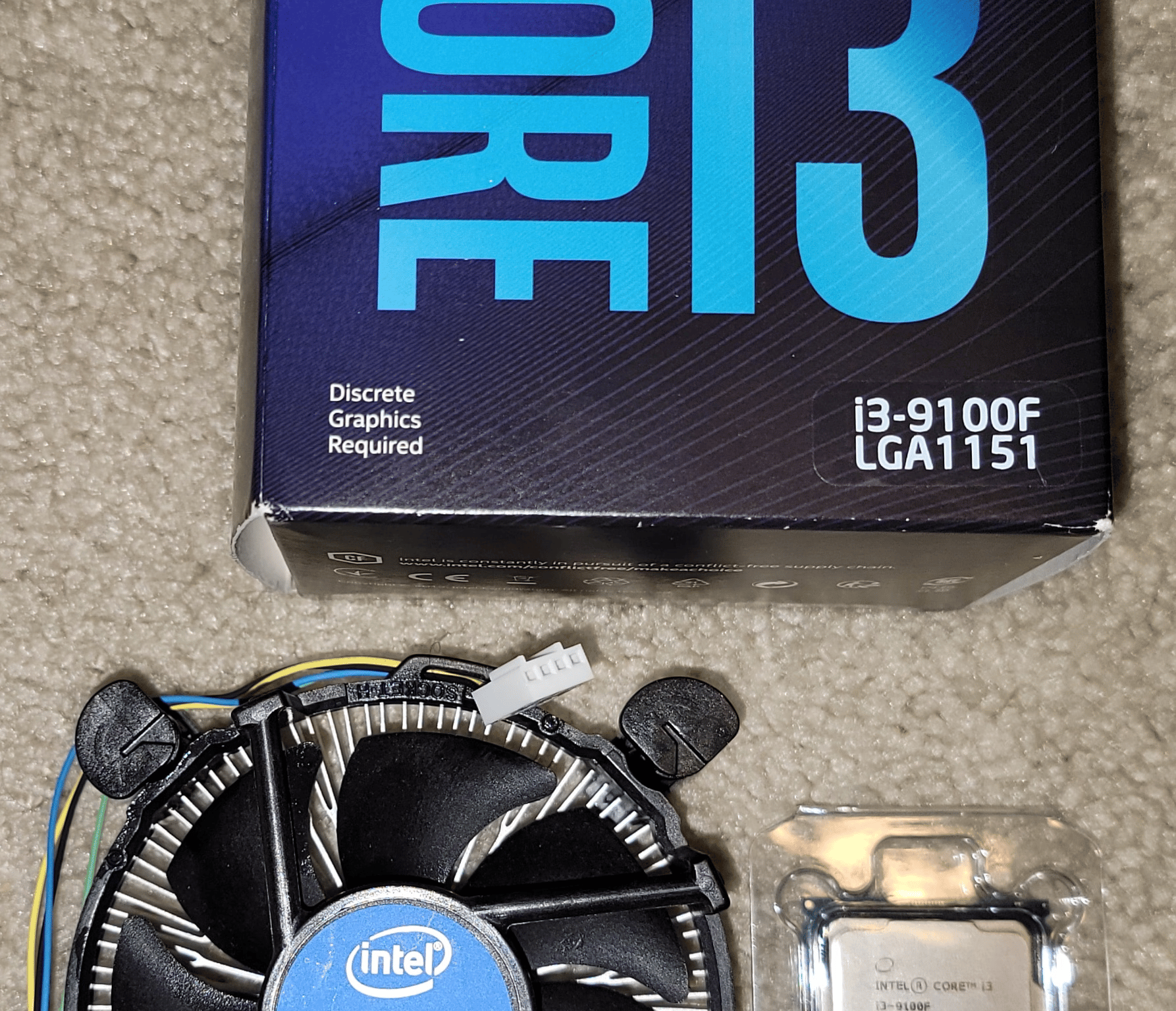 Intel Core i3-9100F Quad-Core LGA1151 Socket Excellent Condition With Cooler and Original Box