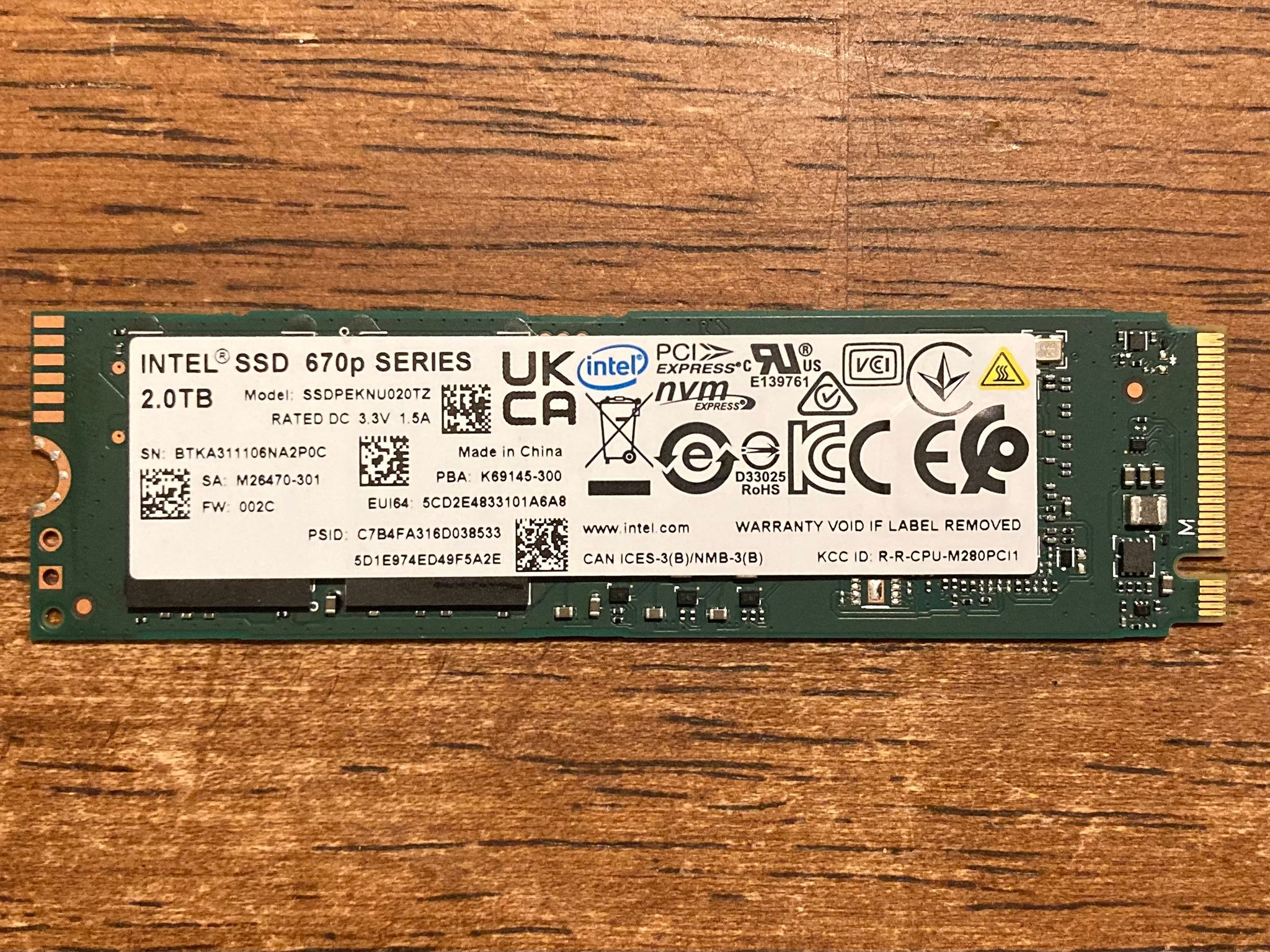 Intel 670p 2TB NVME SSD