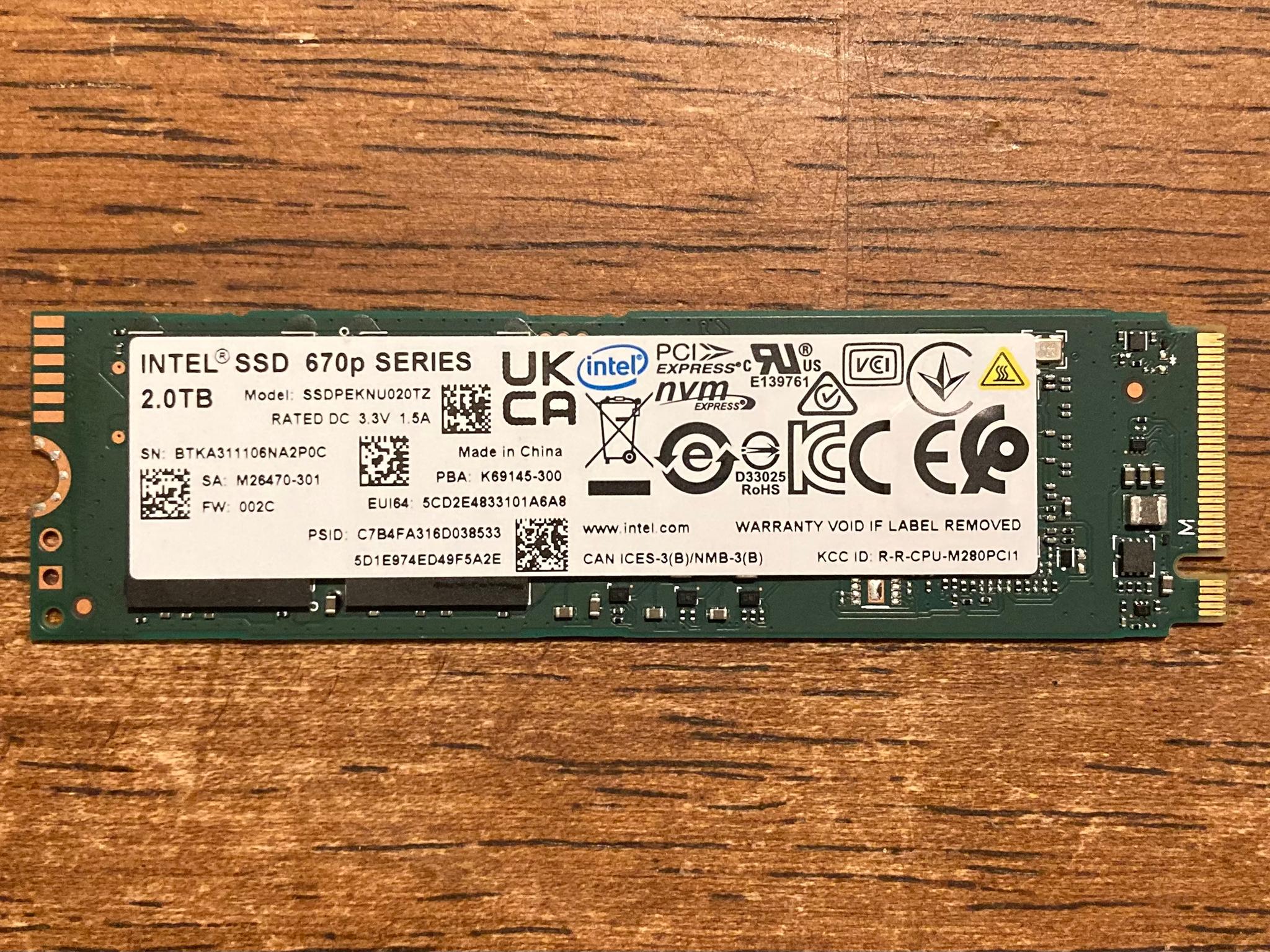Intel 670p 2TB NVME SSD
