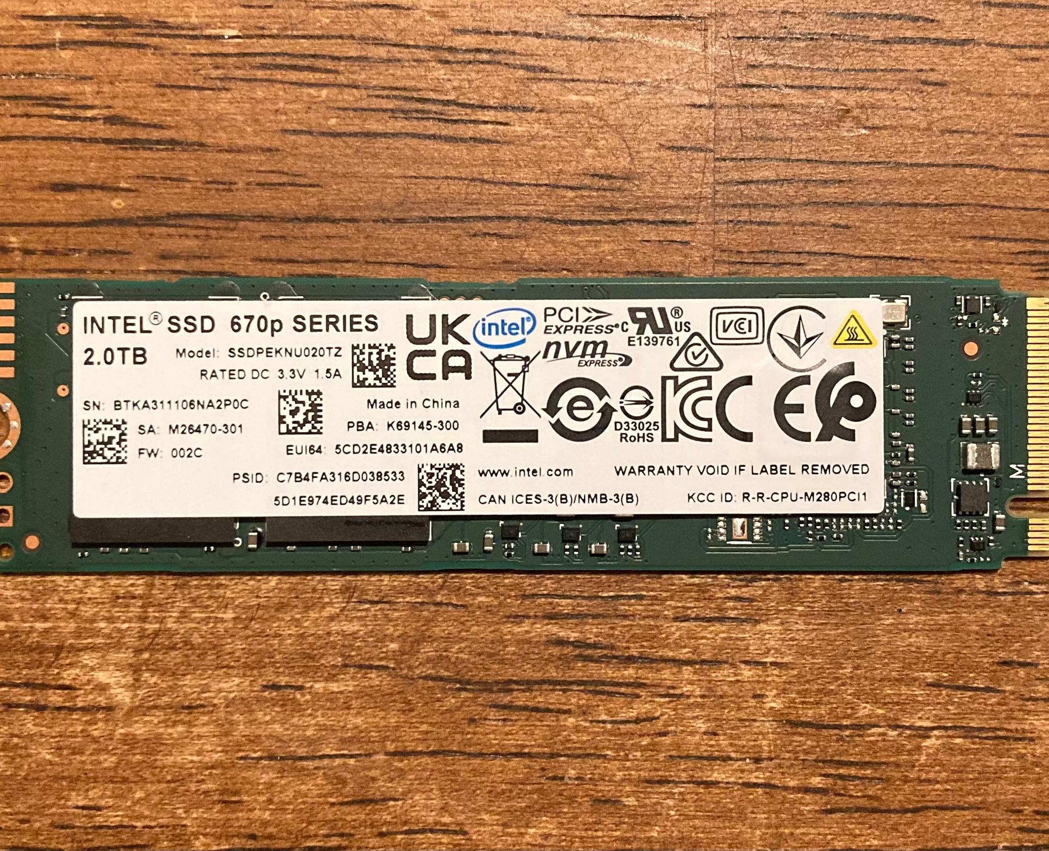 Intel 670p 2TB NVME SSD