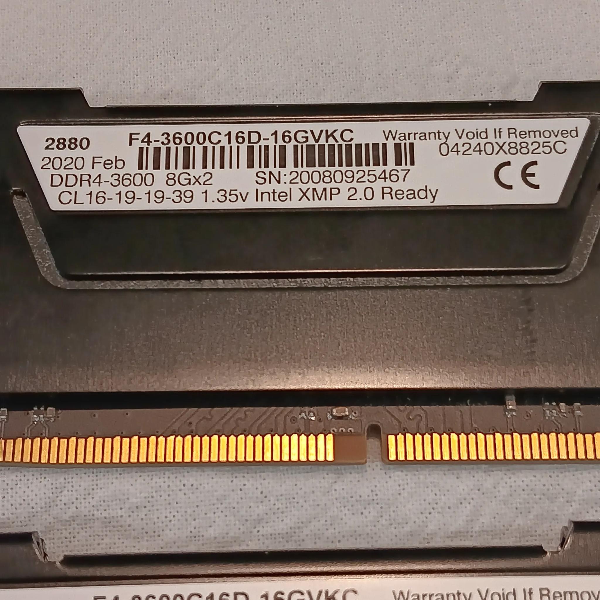 GSkill Ripjaws DDR4-3600 16GB (2X8GB) RAM Ex Condition