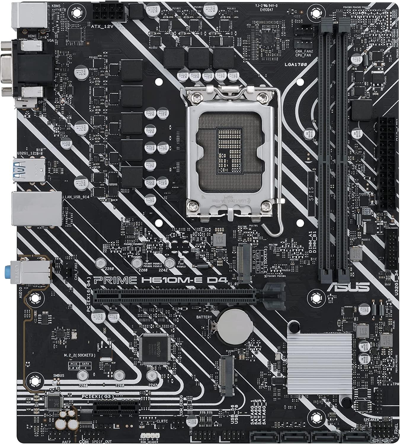 ASUS PRIME H610M-E D4 Intel H610 LGA 1700 microATX DDR4 Desktop Motherboard