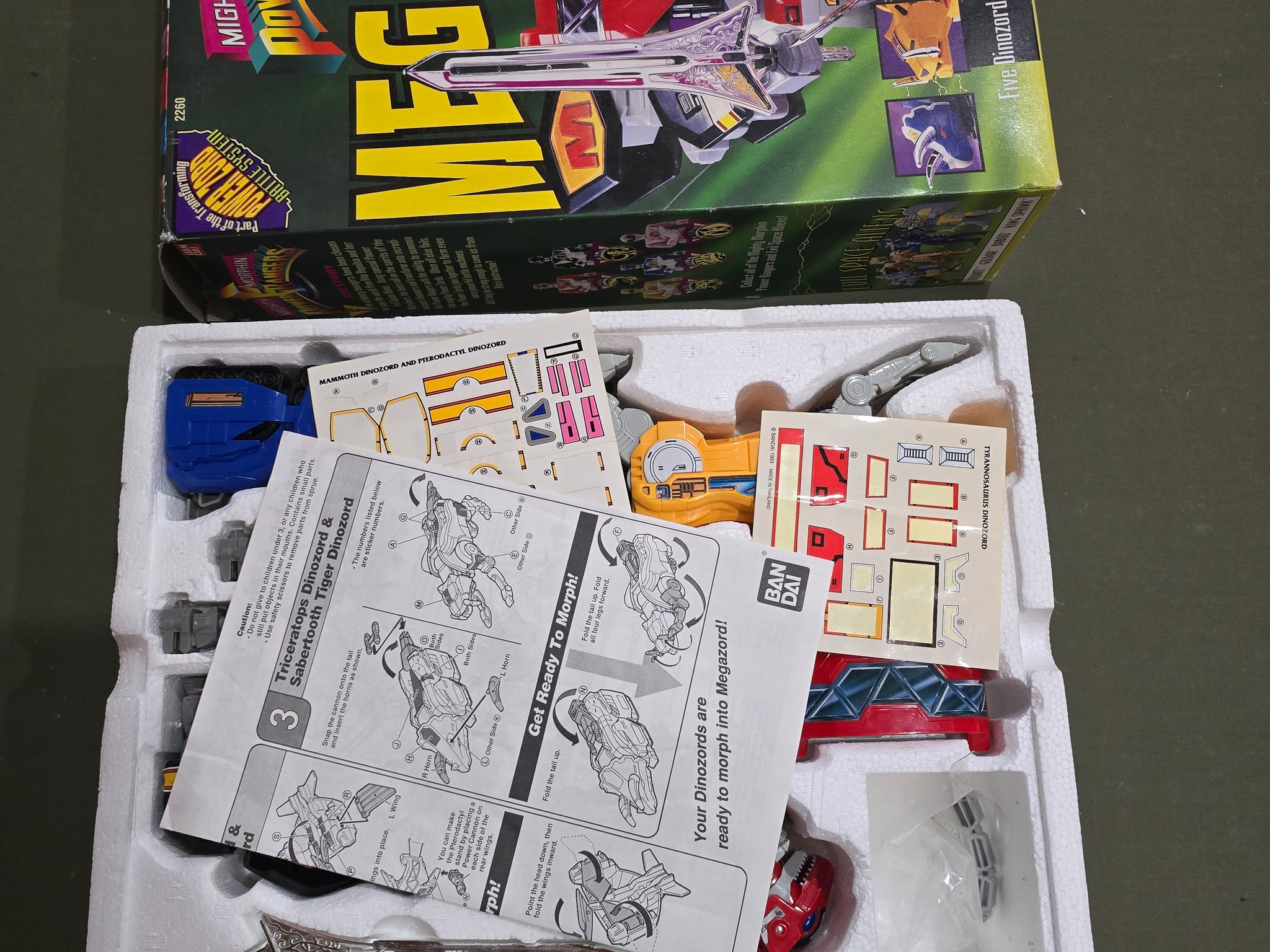 Vintage Mighty Morphin Power Rangers Megazord Deluxe Set 1993 Bandai Open Box 2260 Original