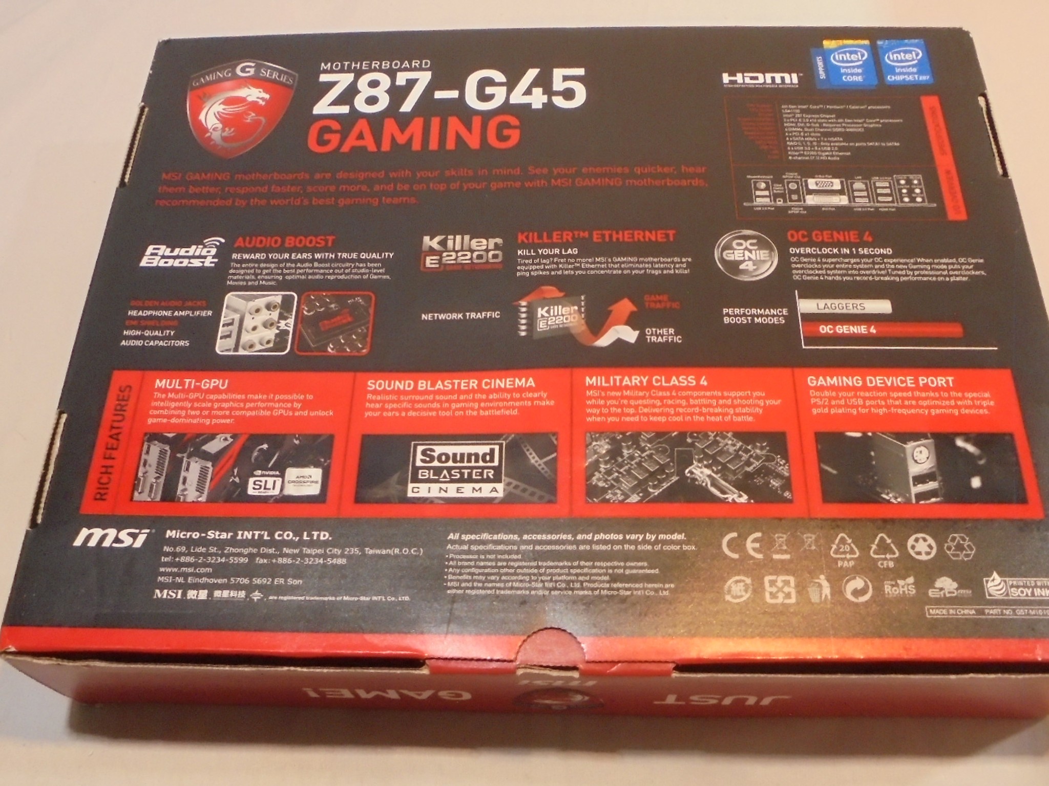 MSI-Z87 G45-Gaming/Intel I-7/16GB Gaming combo In Original Box