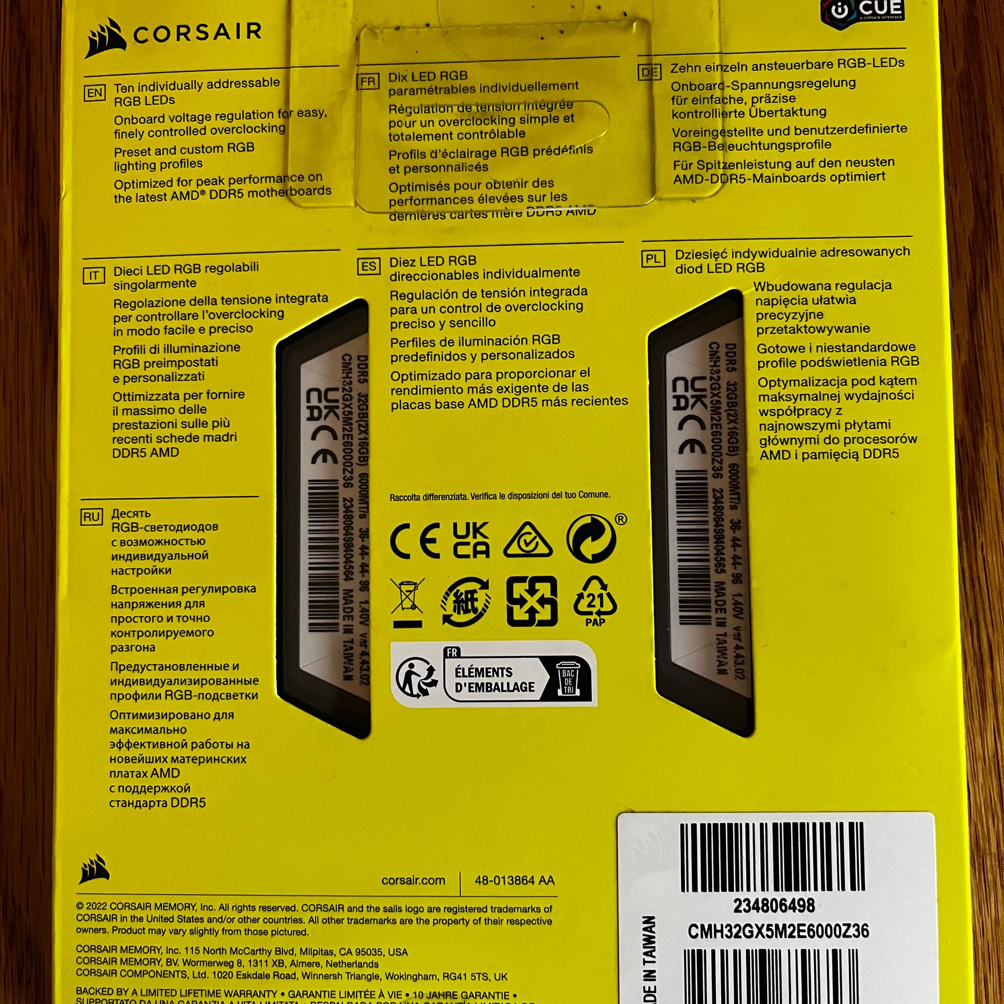 Corsair Vengeance RGB DDR5 (AMD Expo)