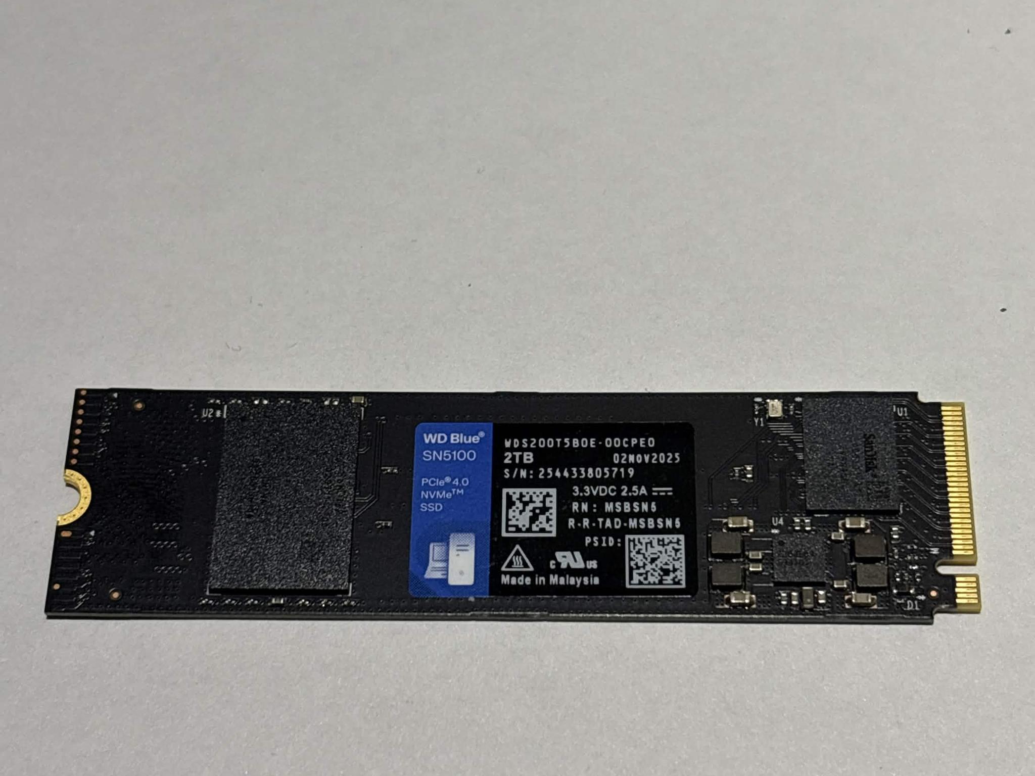 WD Blue SN5100 2TB PCIe Gen4 NVMe M.2 SSD | Tested Working