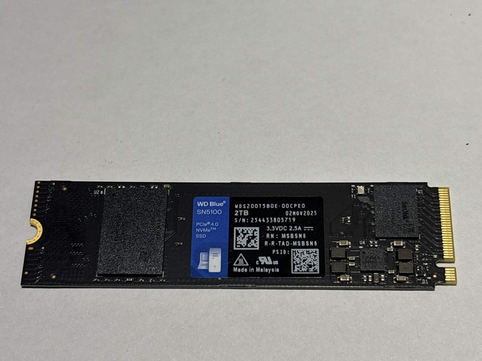 WD Blue SN5100 2TB PCIe Gen4 NVMe M.2 SSD | Tested Working