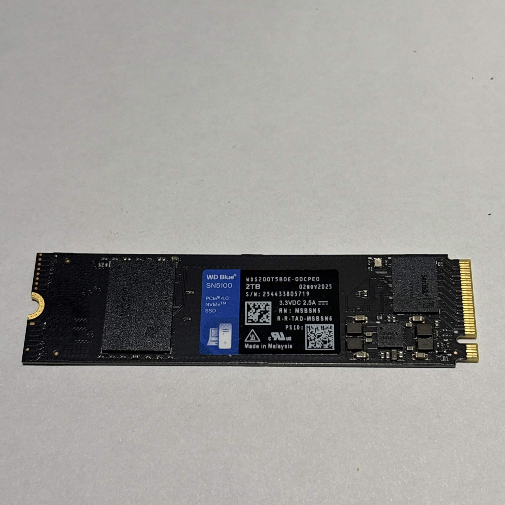 WD Blue SN5100 2TB PCIe Gen4 NVMe M.2 SSD | Tested Working