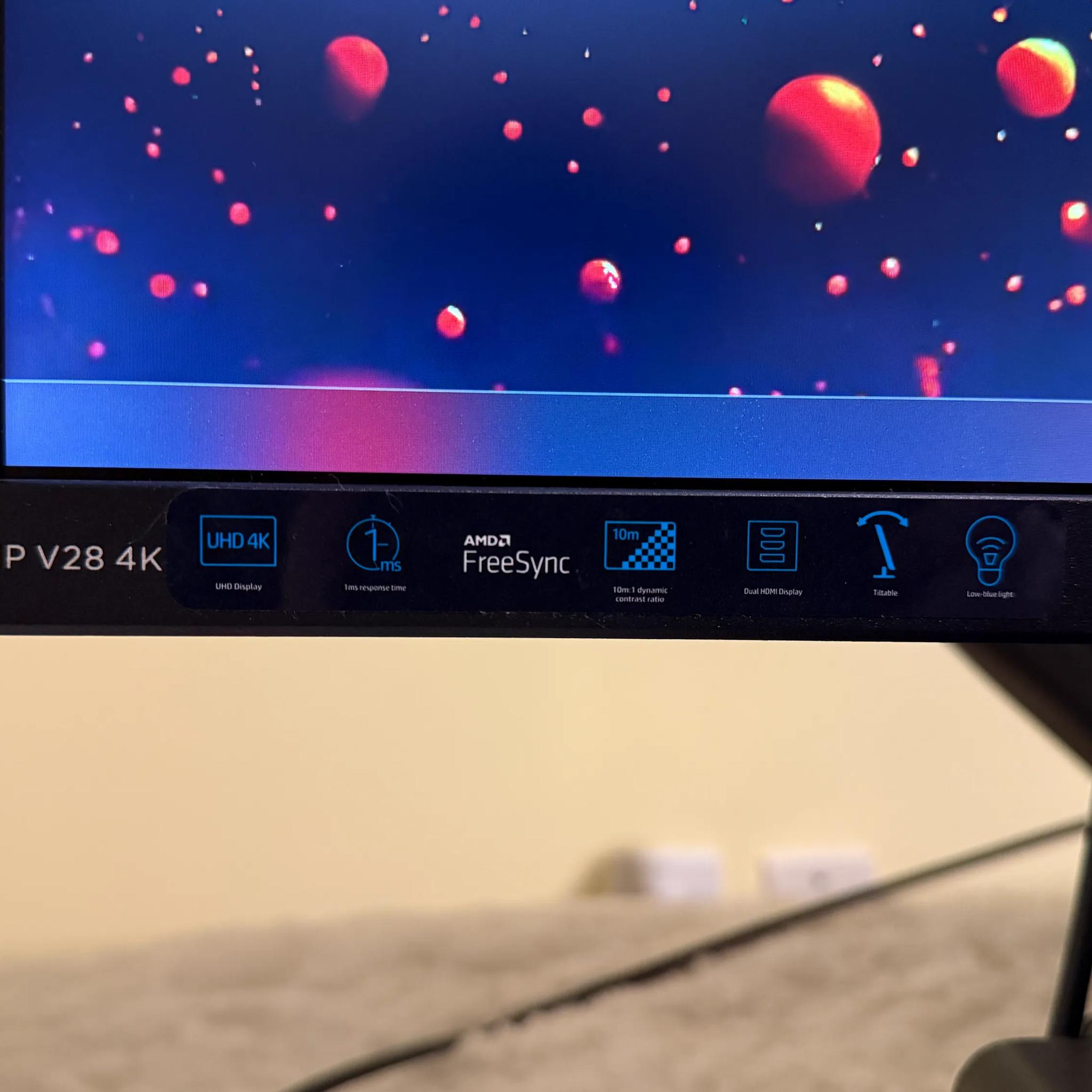 🖥️ HP V28 4K Monitor  – 4K UHD | 60 Hz | 1 ms Response | AMD FreeSync | TN Panel | Like New