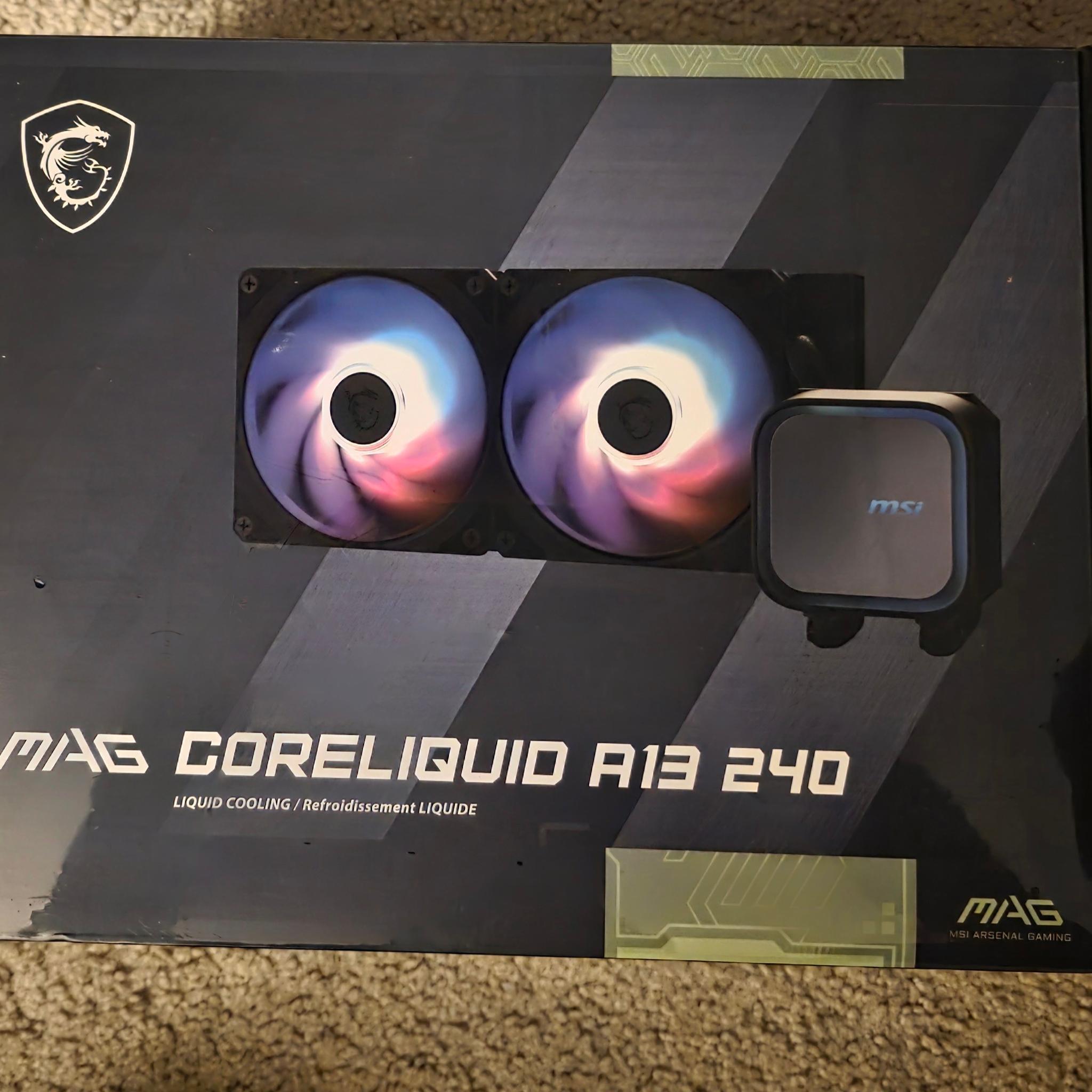 MSI MAG Coreliquid A13 240 Black ARGB AIO Cooler LGA 1700/1851/AM5/AM4 Sockets Brand New Sealed