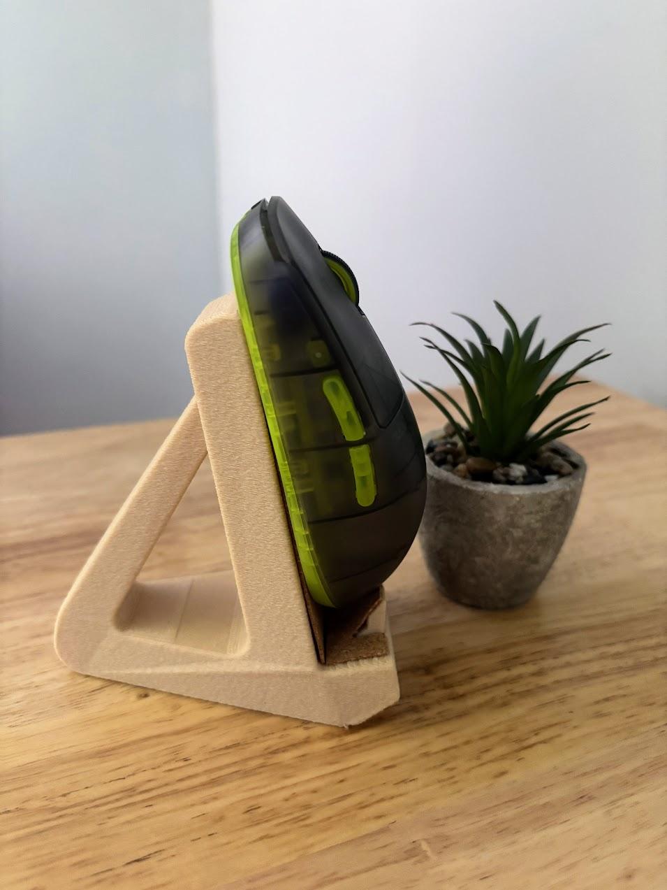 Minimalist Wood PLA Mouse Stand, Cork Lined, Gaming Desk Accessory (3D Printed)