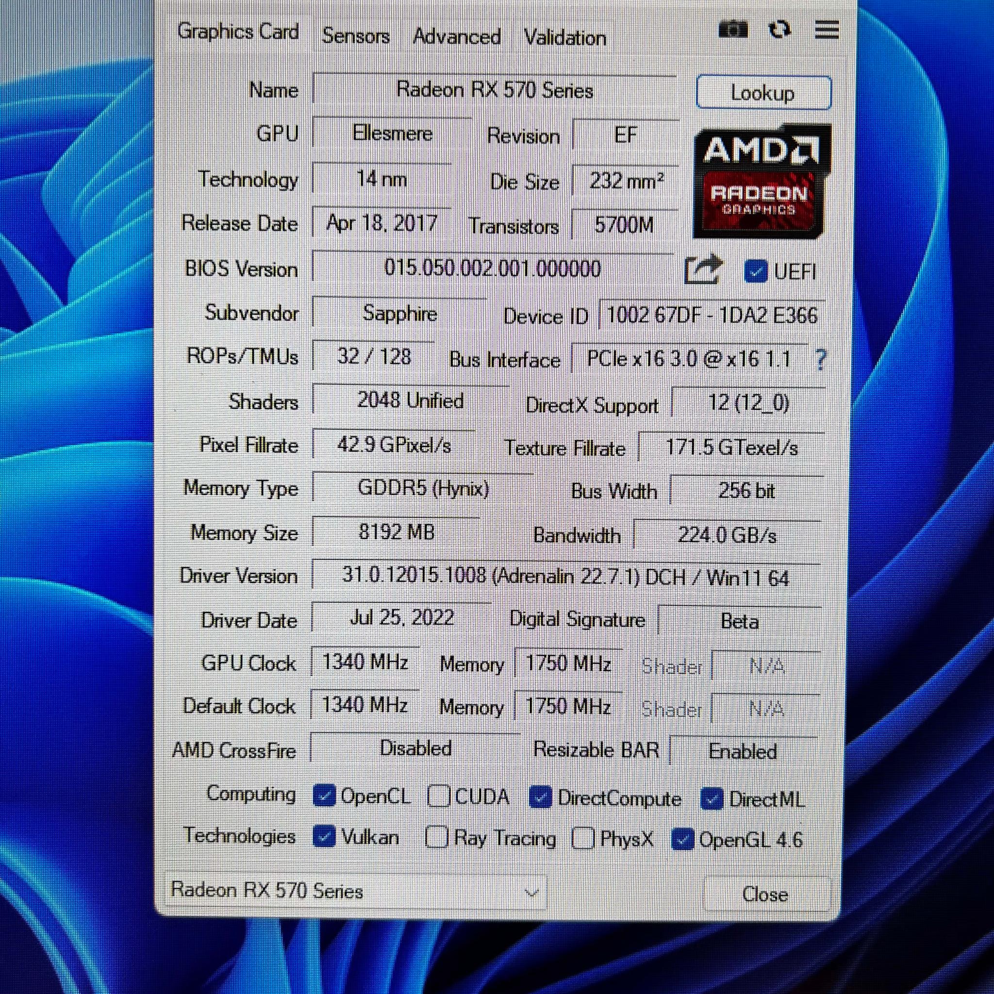 Sapphire RX 570 NITRO+ 8GB GDDR5