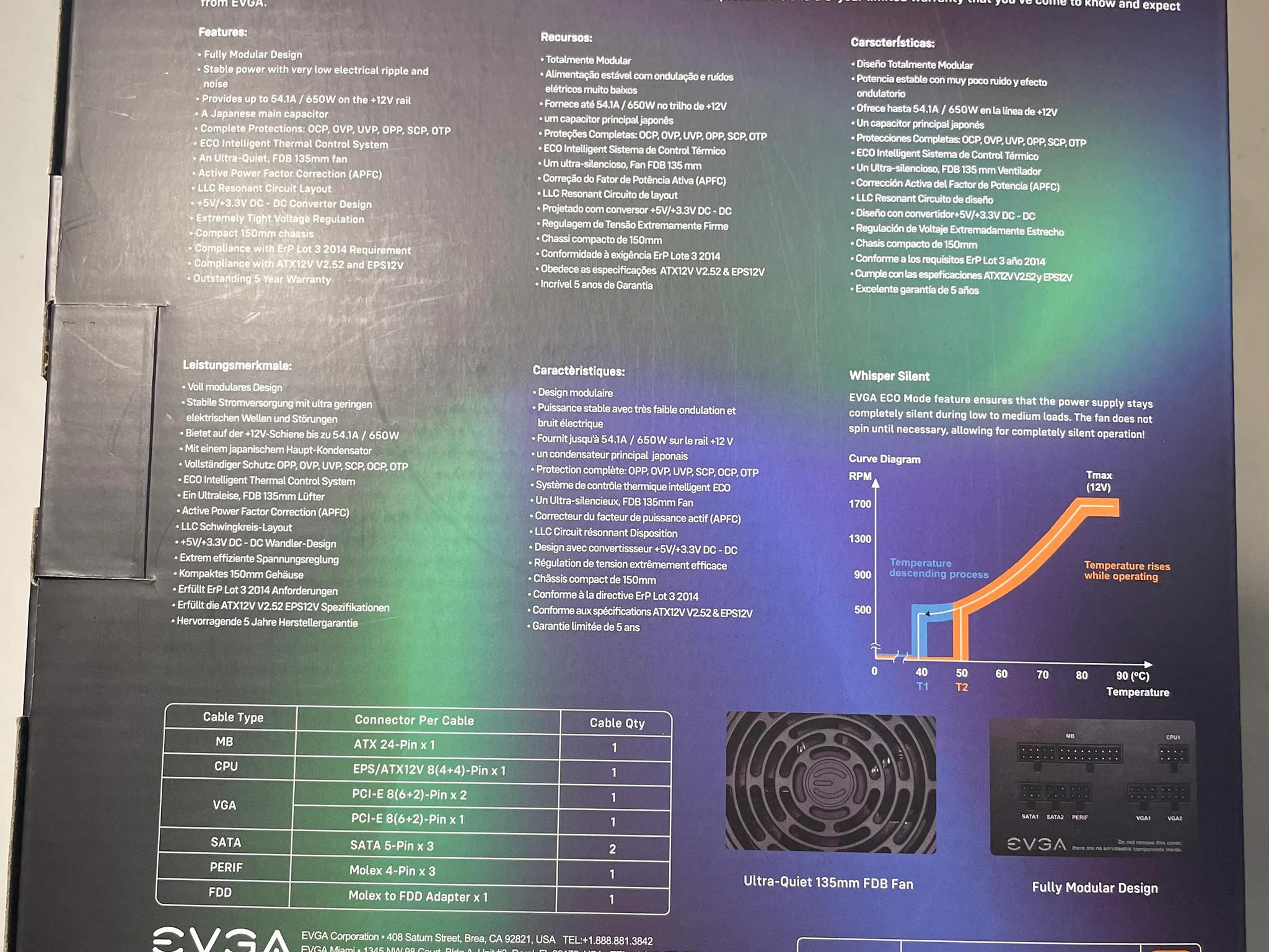 EVGA 650W 80+ Bronze Power Supply