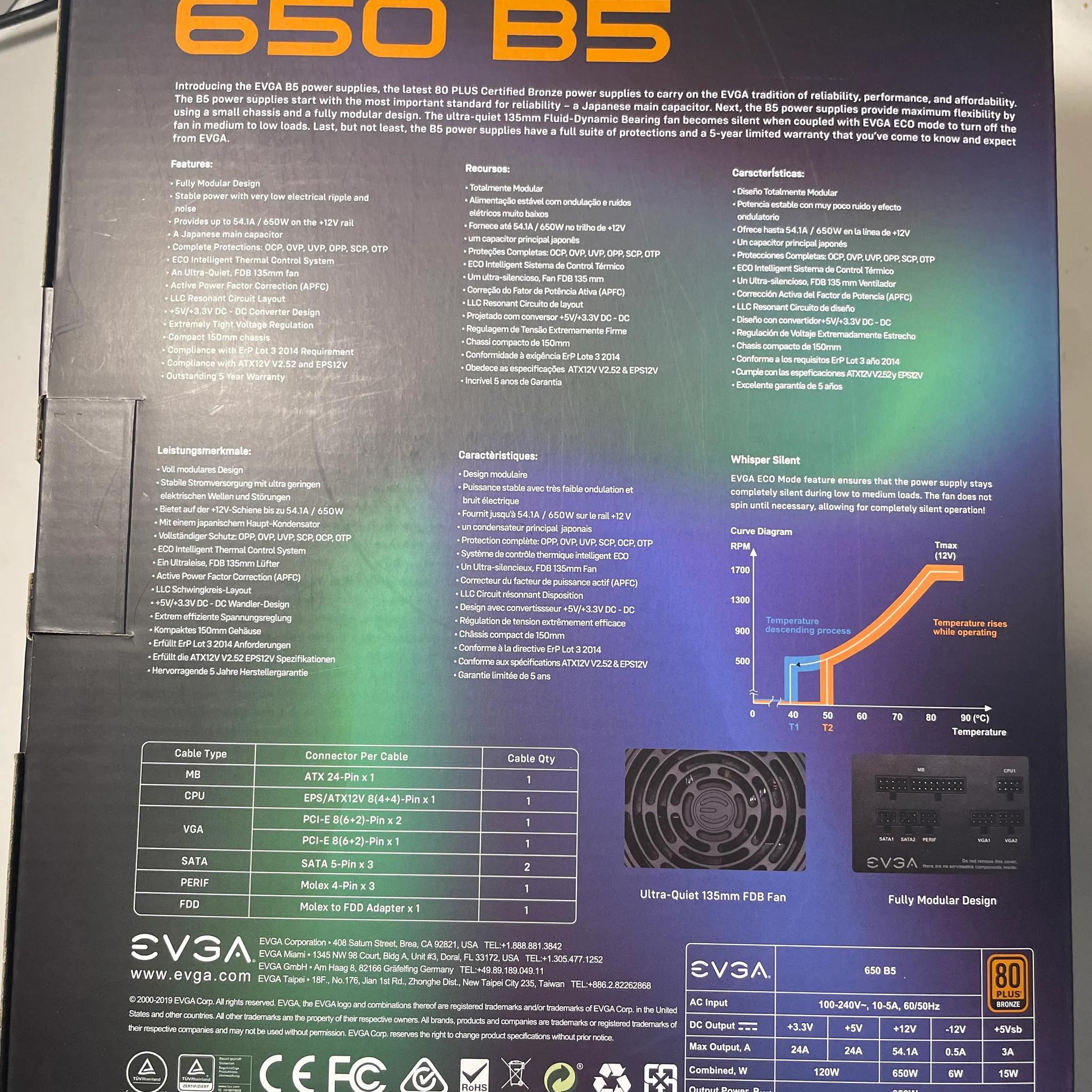 EVGA 650W 80+ Bronze Power Supply