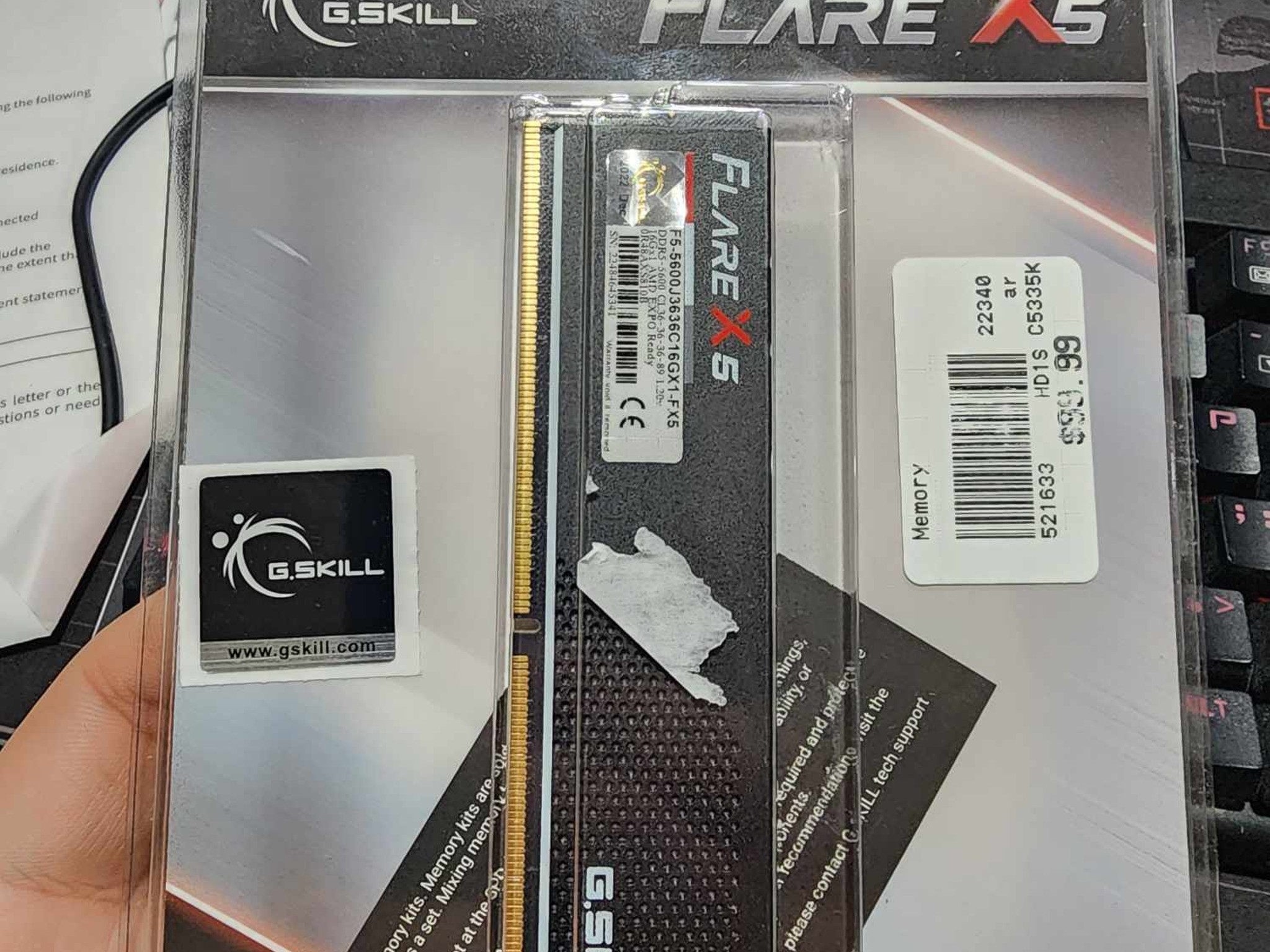 G.Skill Flare X5 16GB DDR5-5600 PC5-44800 CL36 Module