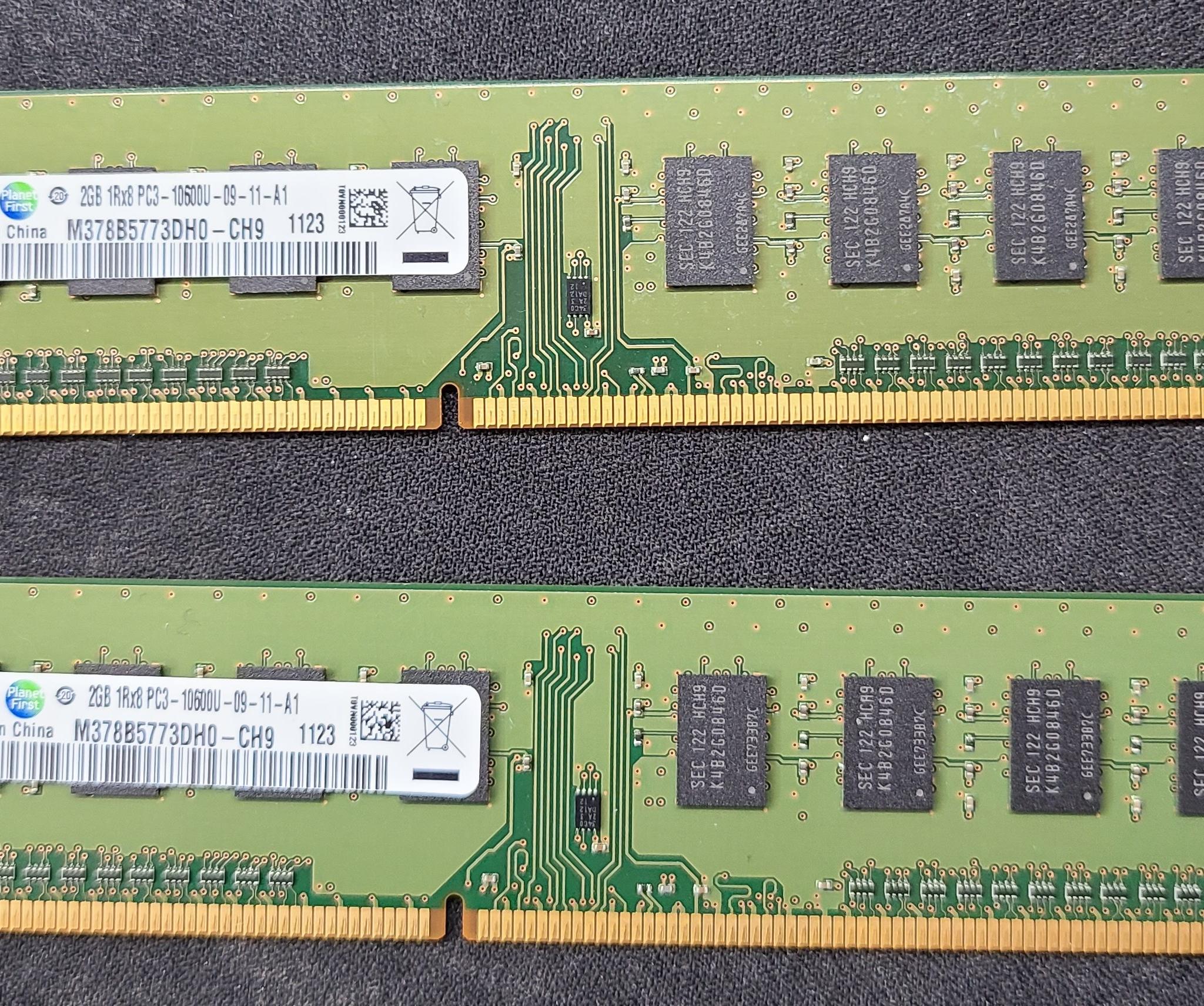 Samsung 2GBX2 1Rx8 PC3-10600U Desktop Ram M378B5773DH0-CH9 (2 Sticks)