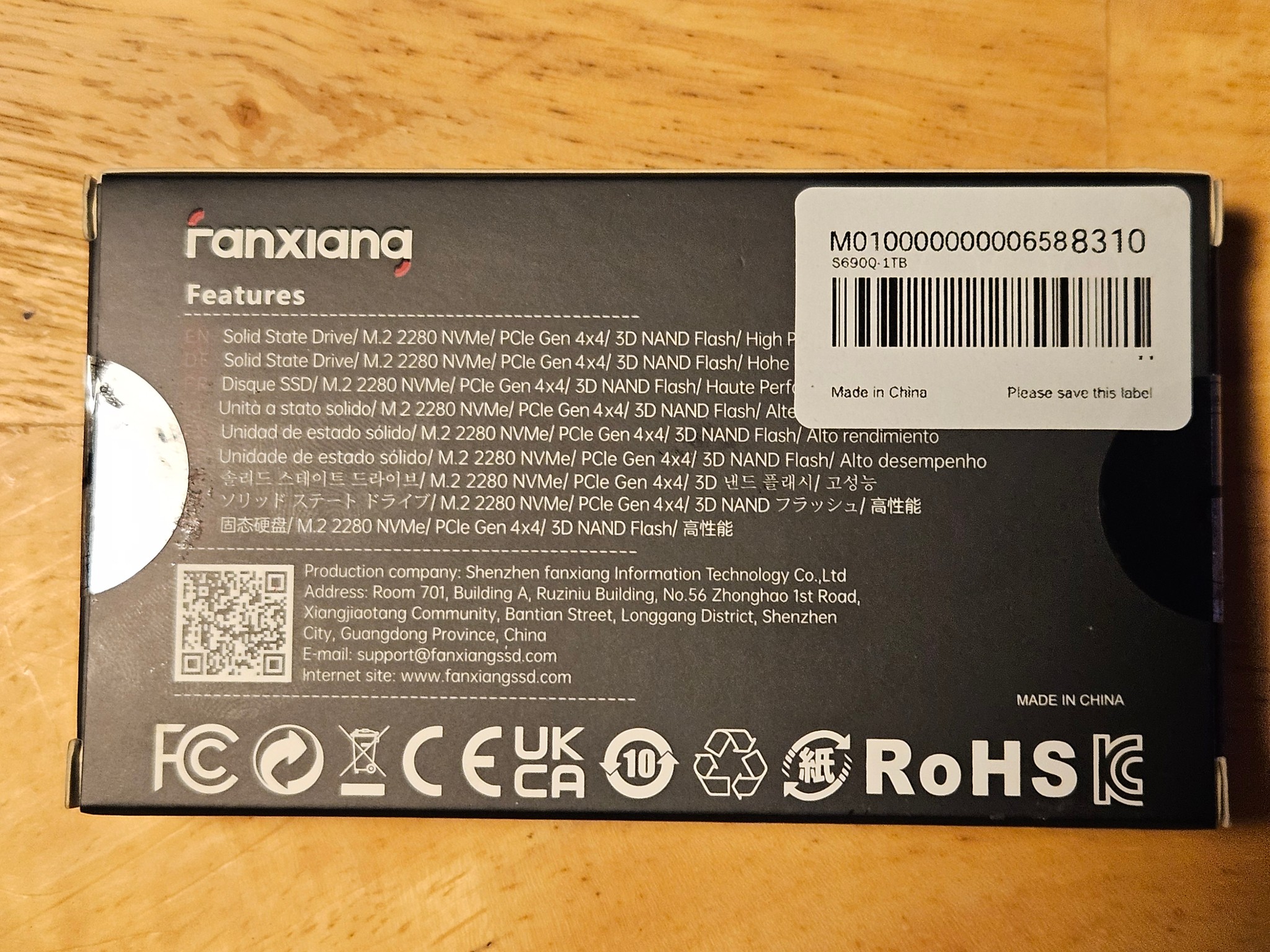 Fanxiang S690Q 1TB nvme ssd